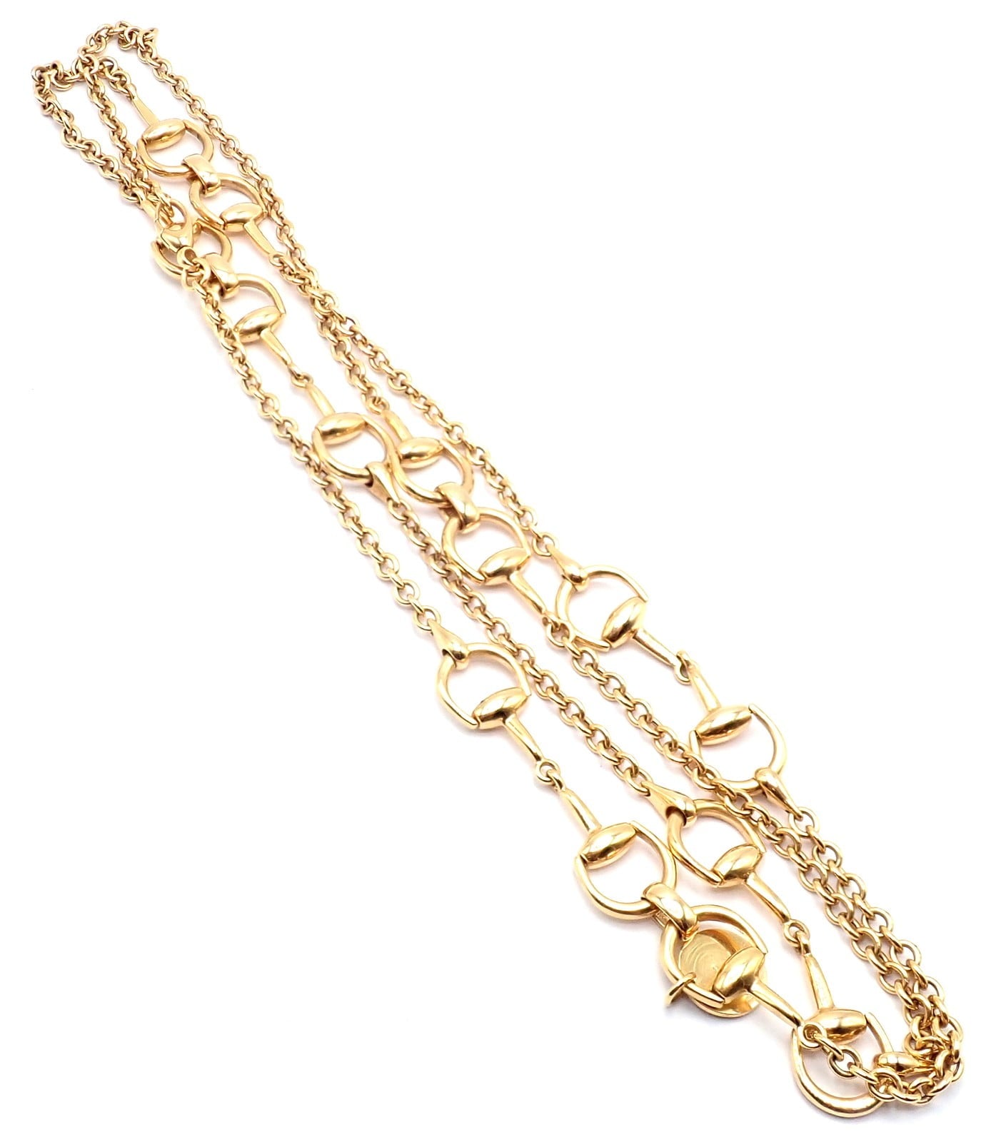 Gucci Jewelry & Watches:Fine Jewelry:Necklaces & Pendants Authentic! Gucci Equestrian 18k Yellow Gold 36" Long Horsebit Link Necklace