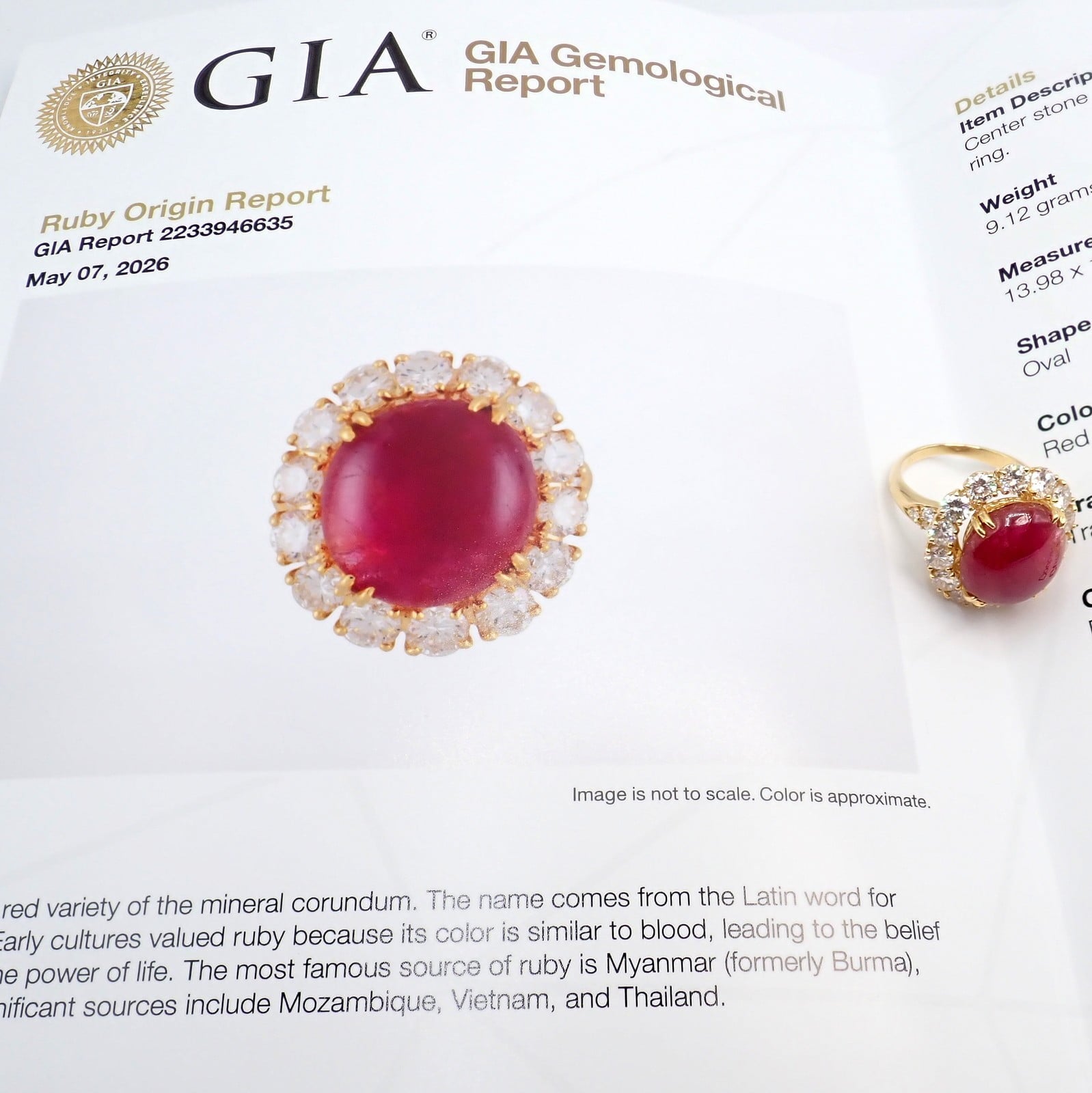 Van Cleef & Arpels Jewelry & Watches:Fine Jewelry:Rings Van Cleef & Arpels 18k Gold Large Cabochon Burmese No Heat Ruby Diamond Ring GIA