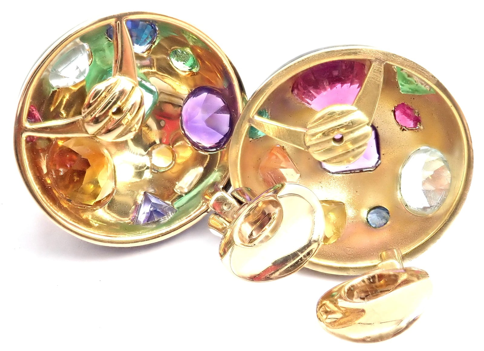 Verdura Jewelry & Watches:Fine Jewelry:Earrings Authentic! Verdura Fulco 18k Yellow Gold Color Stone Black Enamel Earrings