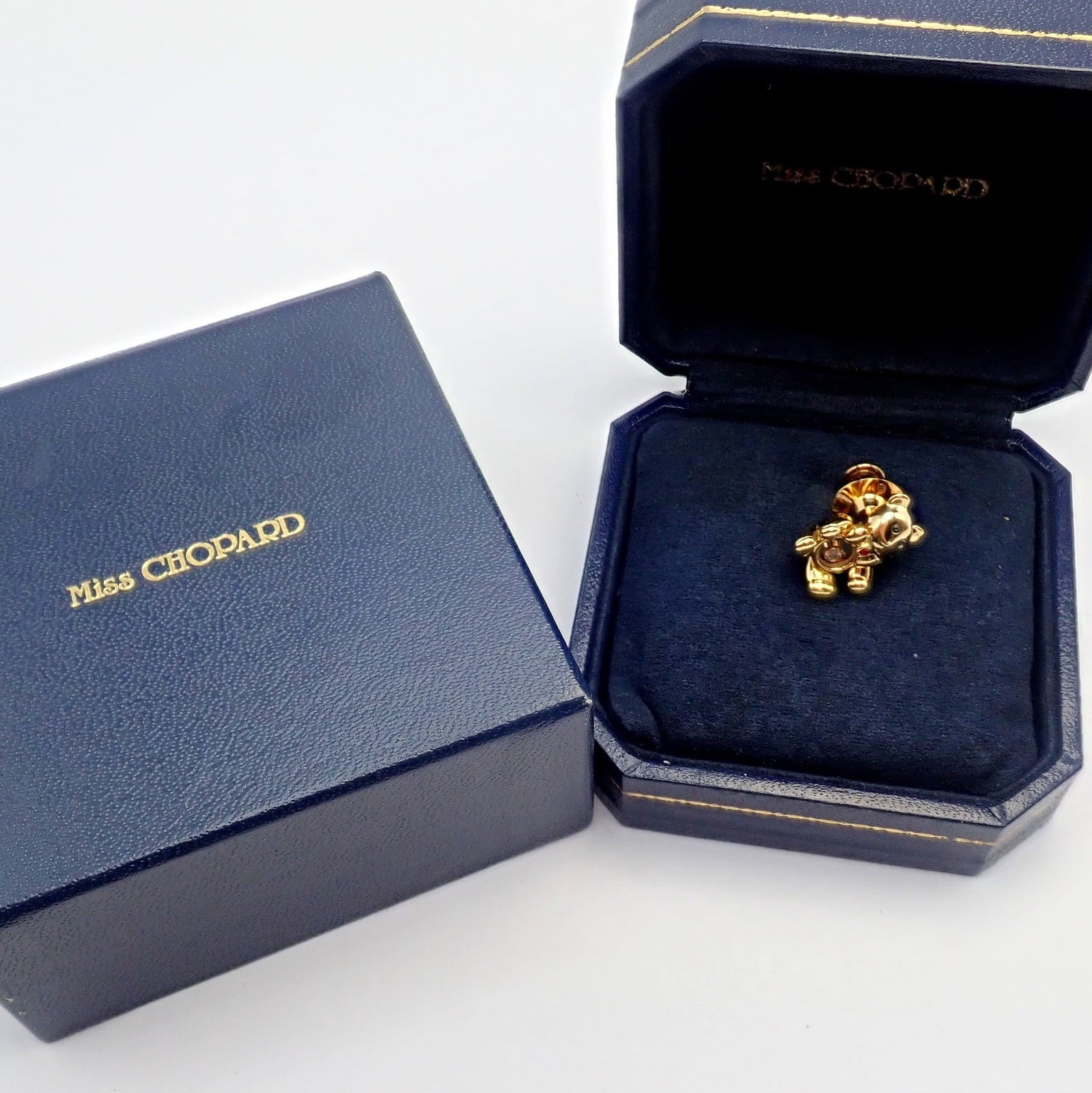 Chopard Jewelry & Watches:Fine Jewelry:Brooches & Pins Chopard 18k Yellow Gold Teddy Bear Happy Diamond Ruby Sapphire Pin Brooch