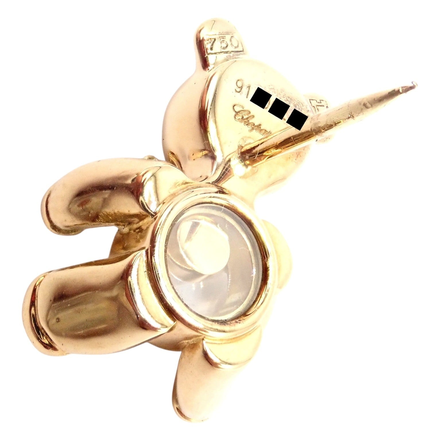 Chopard Jewelry & Watches:Fine Jewelry:Brooches & Pins Chopard 18k Yellow Gold Teddy Bear Happy Diamond Ruby Sapphire Pin Brooch
