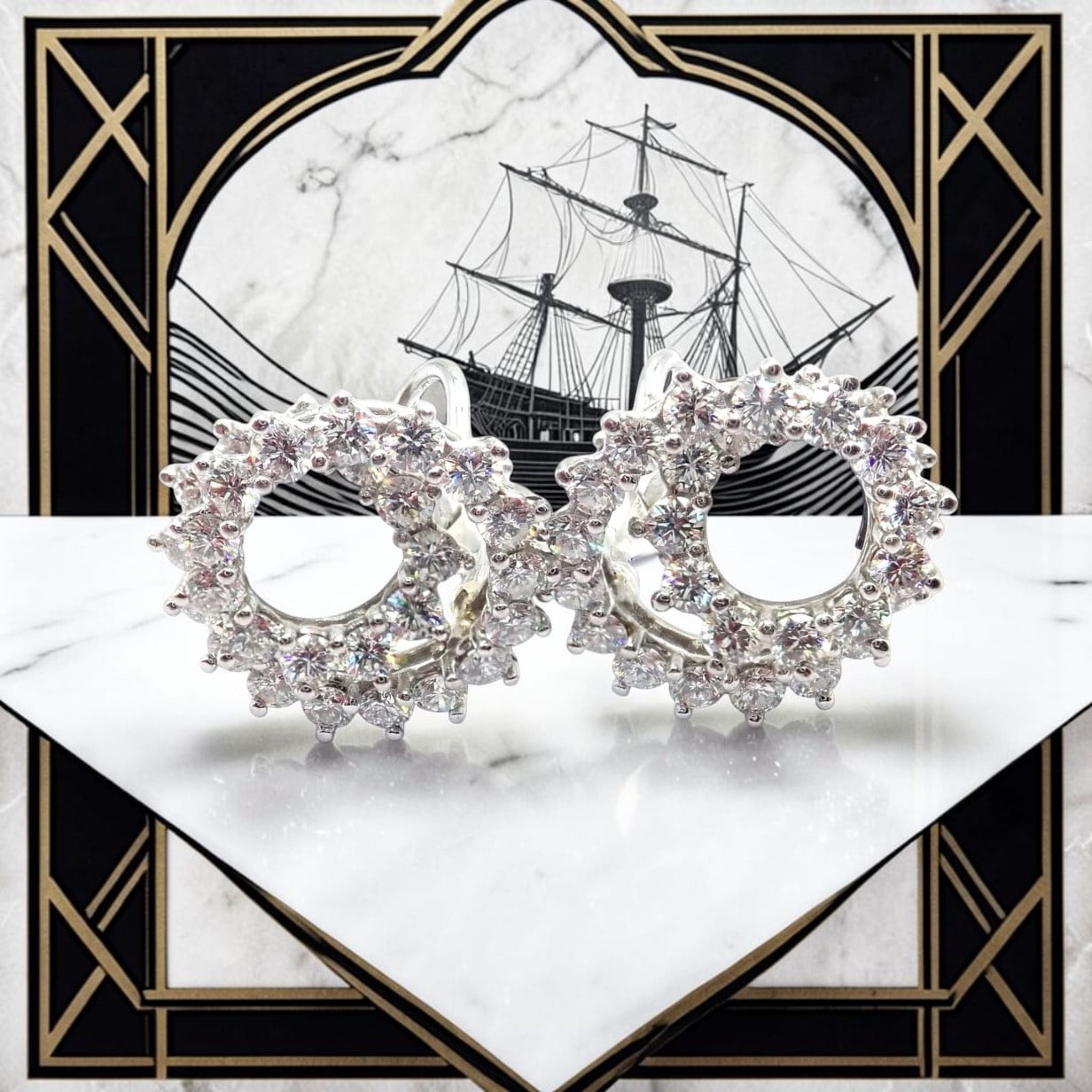 Authentic! Vintage Tiffany & Co Irid Platinum Diamond Swirl Earrings | Fortrove