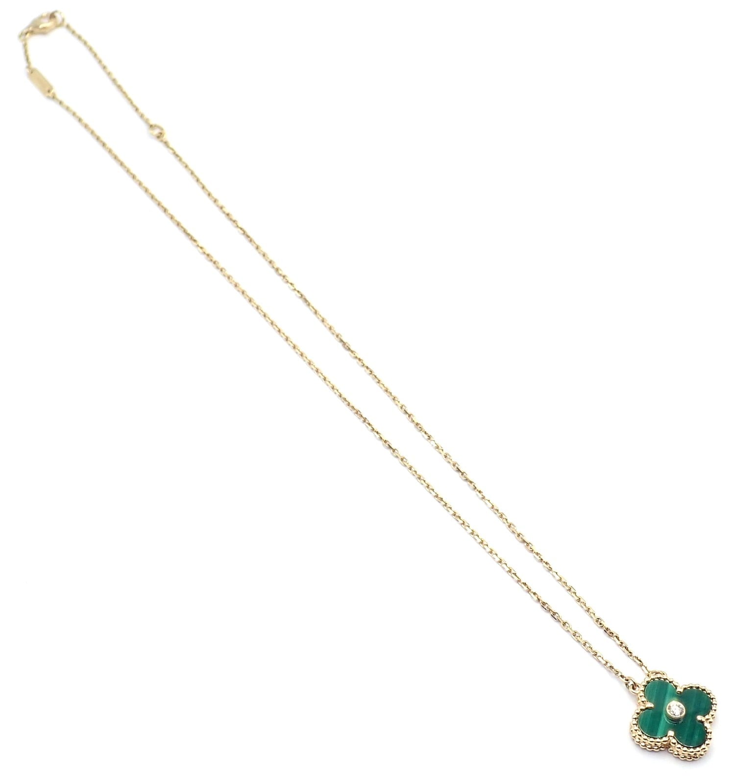 Van Cleef & Arpels Diamond 18k Vintage Alhambra Malachite Holiday 2013 Necklace | Fortrove