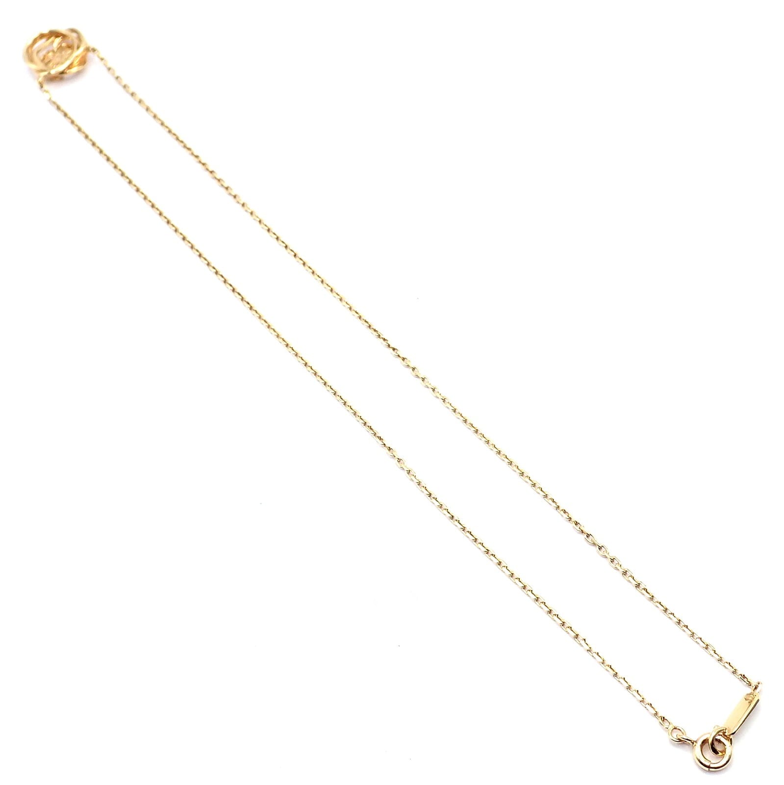 CHANEL Jewelry & Watches:Fine Jewelry:Necklaces & Pendants Authentic! Chanel 4 Leaf Clover 18k Gold Diamond Pendant Link Chain Necklace