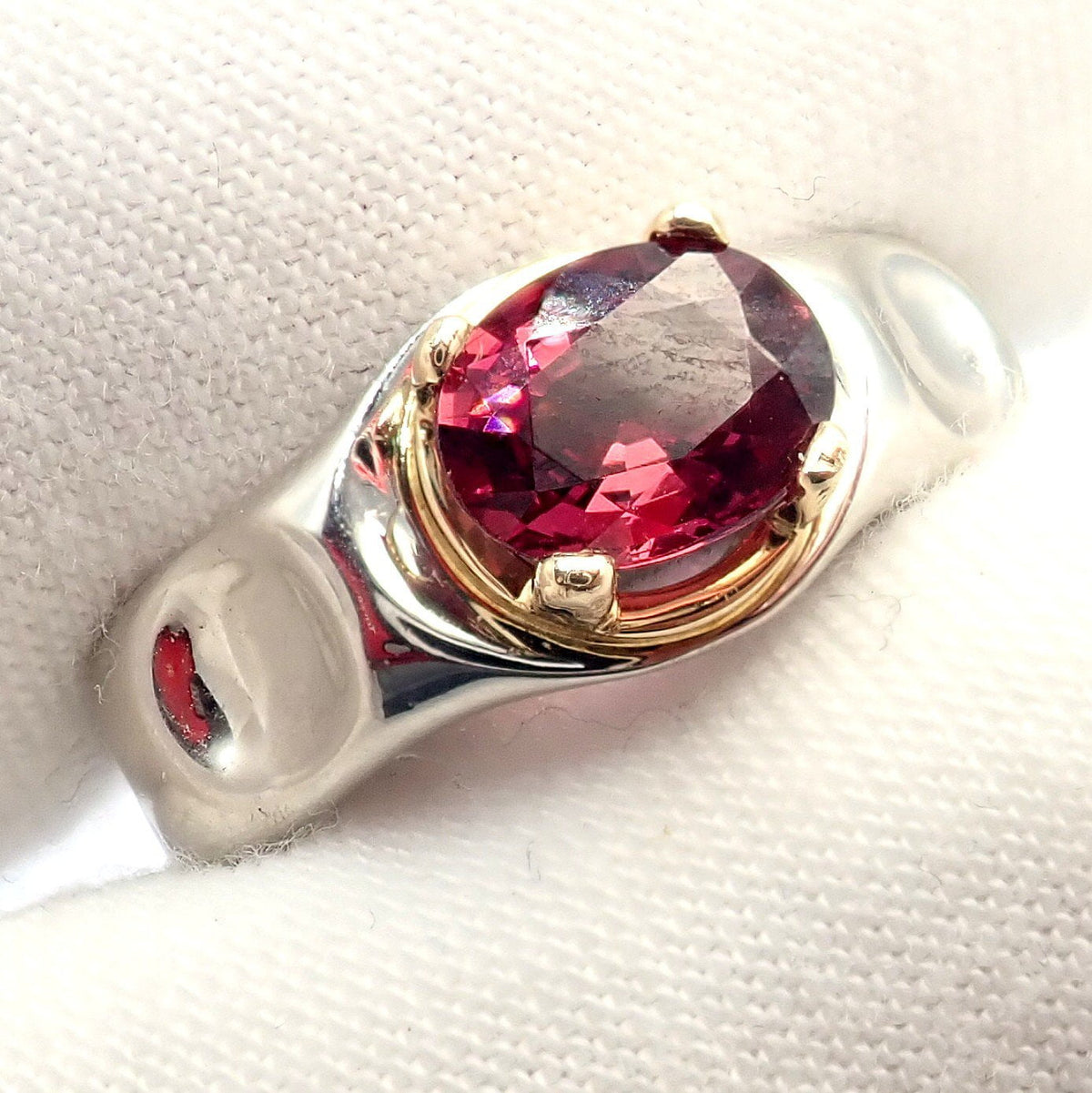 Tiffany & Co. Jewelry & Watches:Vintage & Antique Jewelry:Rings Tiffany & Co. Platinum 18k Yellow Gold Picasso Pink Tourmaline Groove Ring