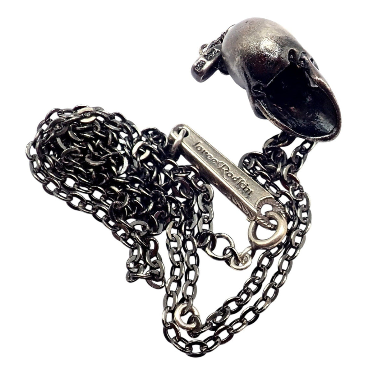 Loree Rodkin Jewelry & Watches:Fine Jewelry:Necklaces & Pendants Rare! Vintage Loree Rodkin Blackened Silver Charming Skull Necklace 20"