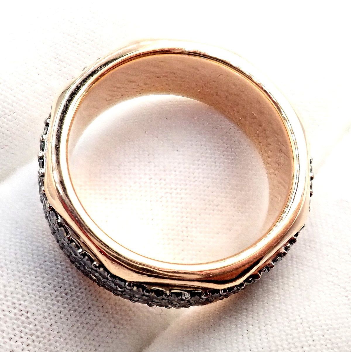 Sauro Jewelry & Watches:Fine Jewelry:Rings Sauro Rotante Octagonal 18k Rose Gold Black Diamond Rotating Band Ring Sz 10