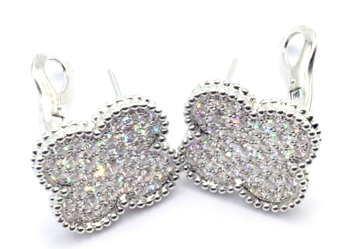 Van Cleef & Arpels Jewelry & Watches:Fine Jewelry:Earrings Authentic! Van Cleef & Arpels 18k White Gold Magic Alhambra Diamond Earrings