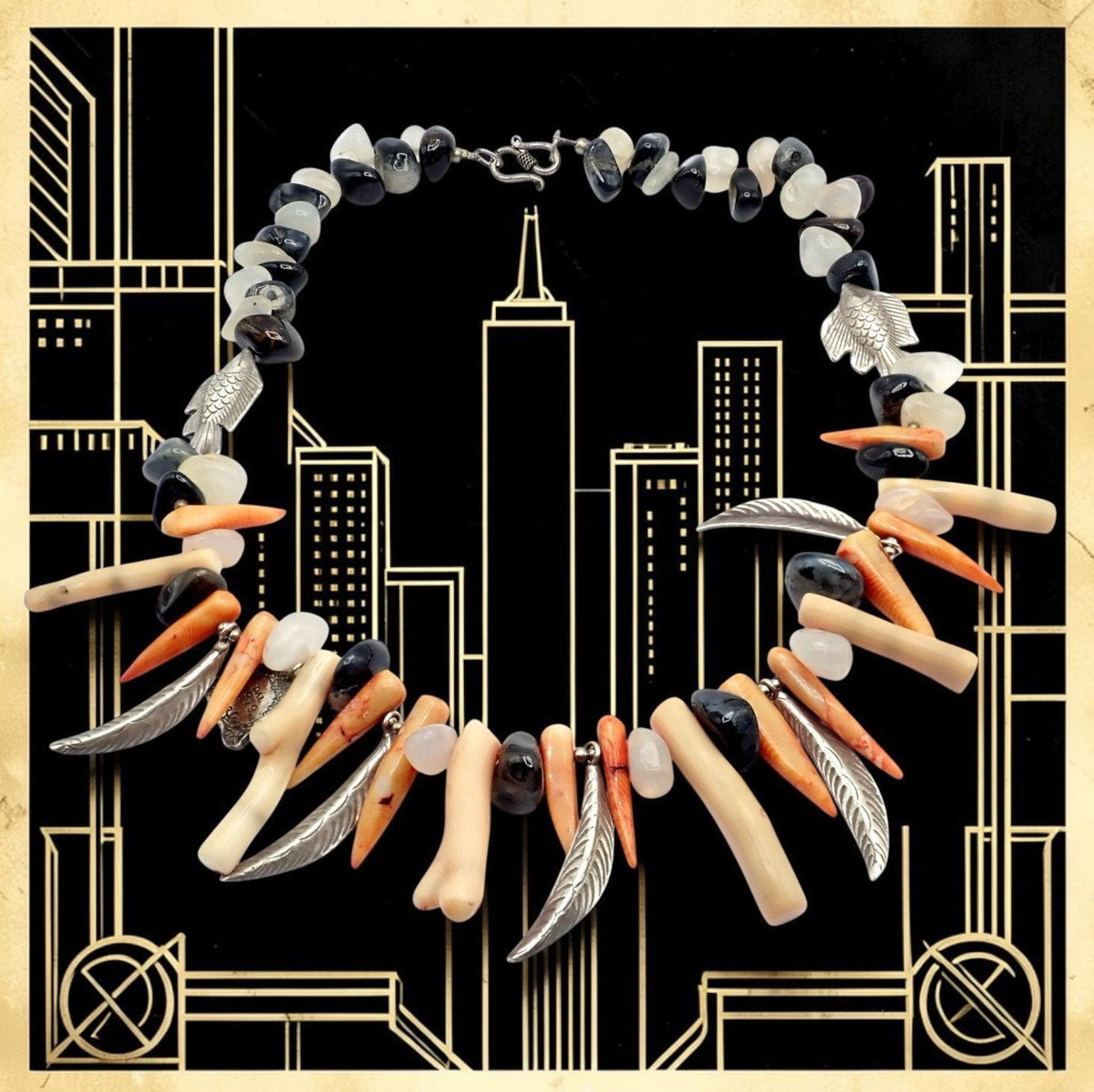 Buccellati Jewelry & Watches:Fine Jewelry:Necklaces & Pendants Rare! Mario Buccellati Free Time Silver Large Flying Fish Feather Coral Necklace