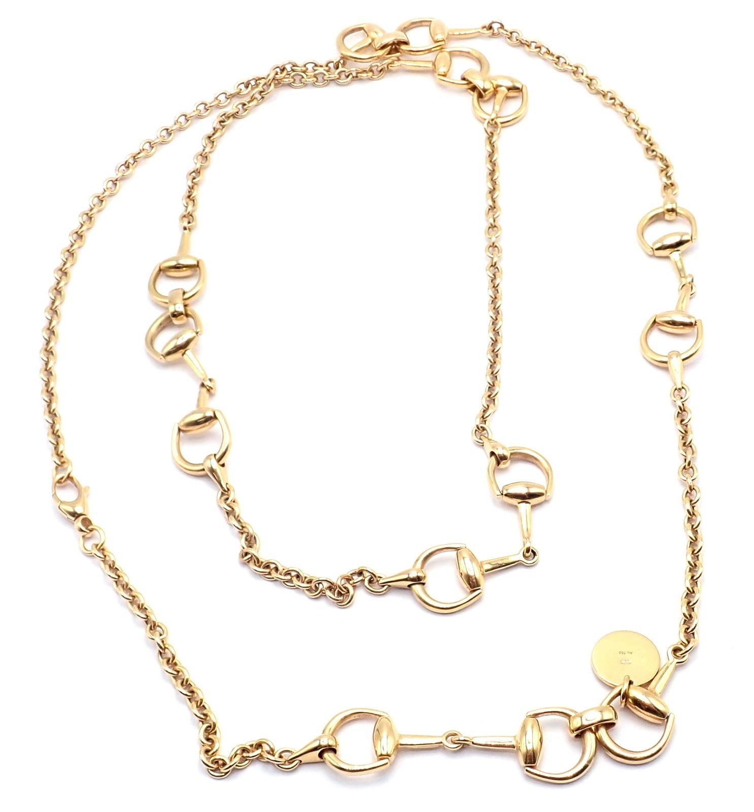 Gucci Jewelry & Watches:Fine Jewelry:Necklaces & Pendants Authentic! Gucci Equestrian 18k Yellow Gold 36" Long Horsebit Link Necklace