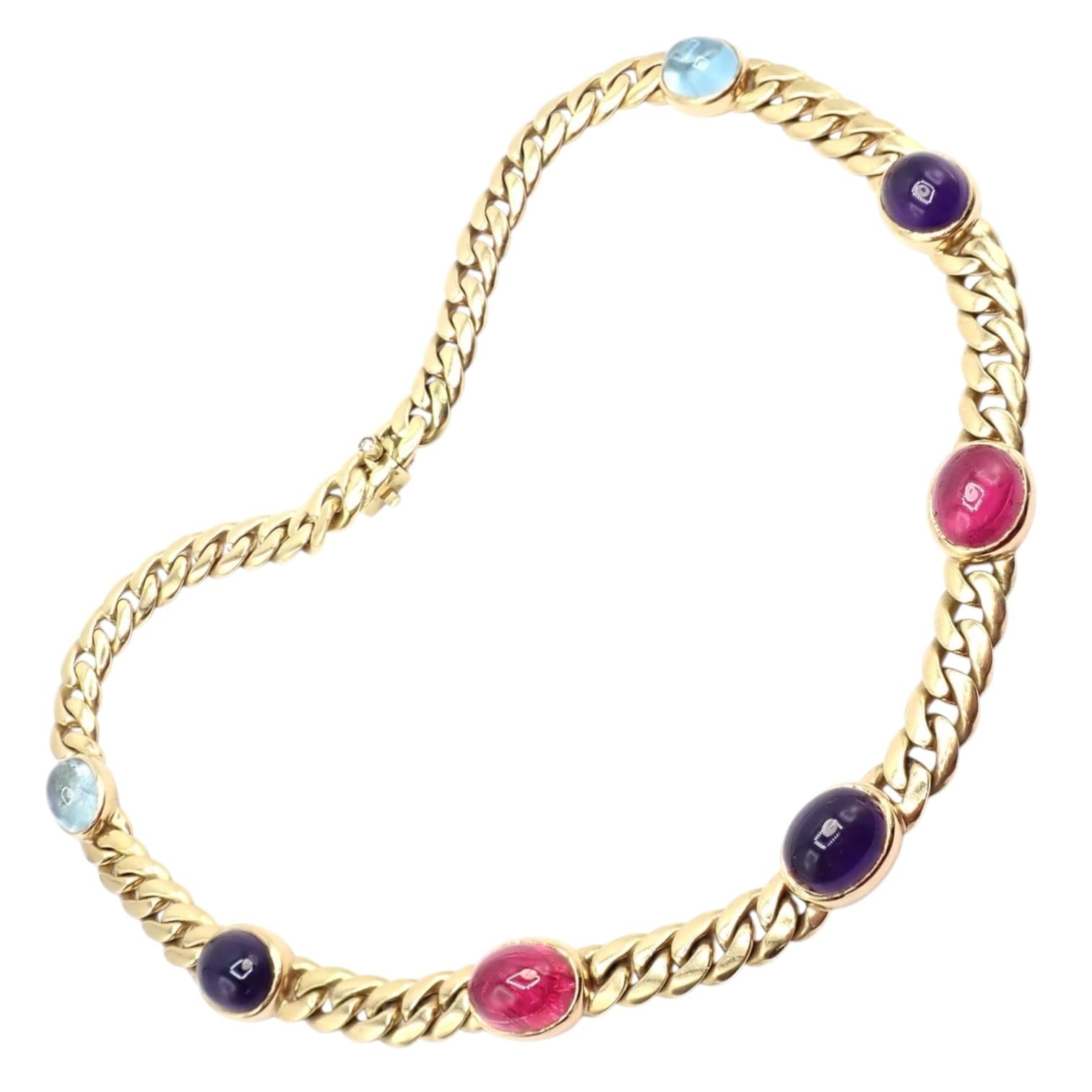 Bvlgari Jewelry & Watches:Fine Jewelry:Necklaces & Pendants Rare! Vintage Bvlgari Bulgari 18k Yellow Gold Color Stone Link Necklace