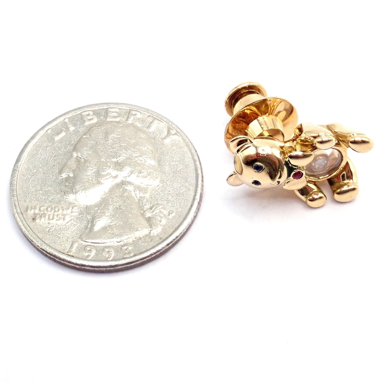 Chopard Jewelry & Watches:Fine Jewelry:Brooches & Pins Chopard 18k Yellow Gold Teddy Bear Happy Diamond Ruby Sapphire Pin Brooch