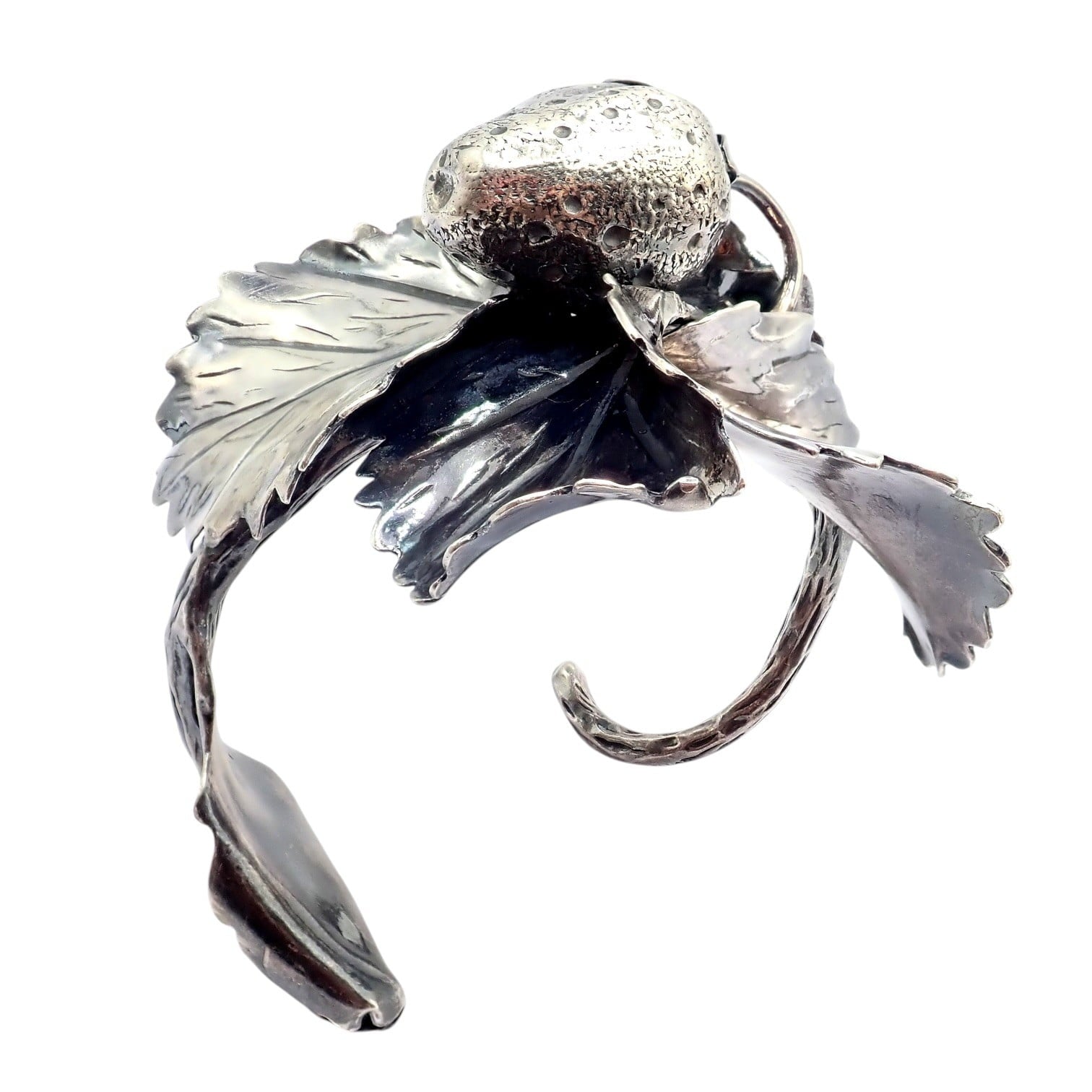 Buccellati Jewelry & Watches:Fine Jewelry:Bracelets & Charms Rare! Vintage Mario Buccellati Silver Strawberry Leaf Branch Cuff Bracelet