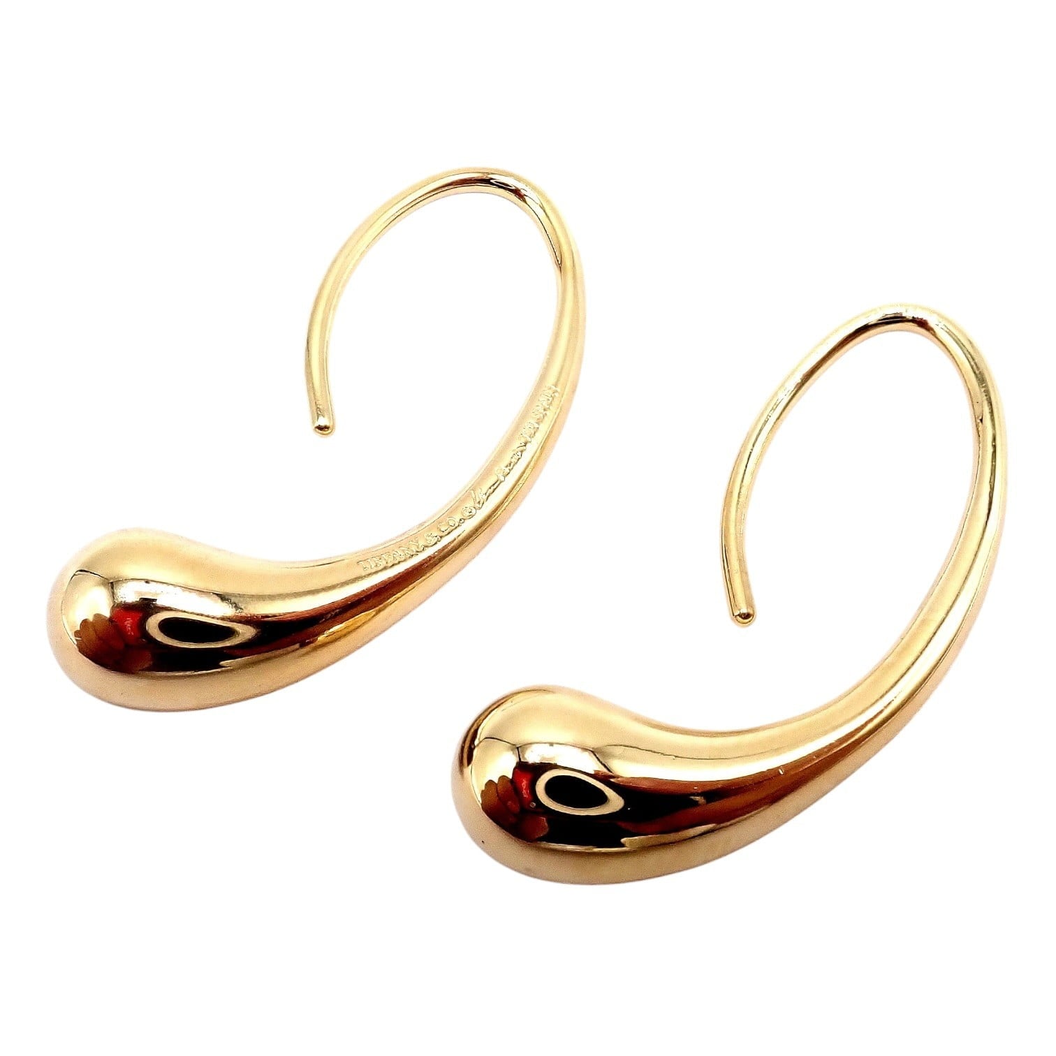 Tiffany & Co. Jewelry & Watches:Fine Jewelry:Earrings Vintage! Tiffany & Co Peretti 18k Yellow Gold Teardrop Hoop Earrings