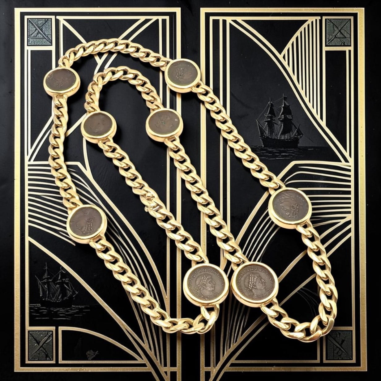 Bvlgari Jewelry & Watches:Fine Jewelry:Necklaces & Pendants Bvlgari Bulgari 18k Yellow Gold Antique 8 Coin Monete 32" Long Link Necklace