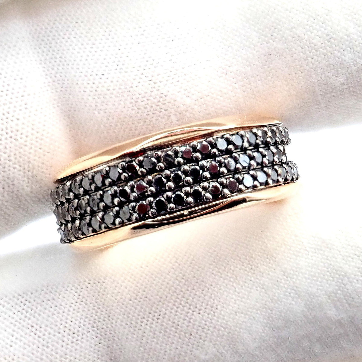 Sauro Jewelry & Watches:Fine Jewelry:Rings Sauro Rotante Octagonal 18k Rose Gold Black Diamond Rotating Band Ring Sz 10