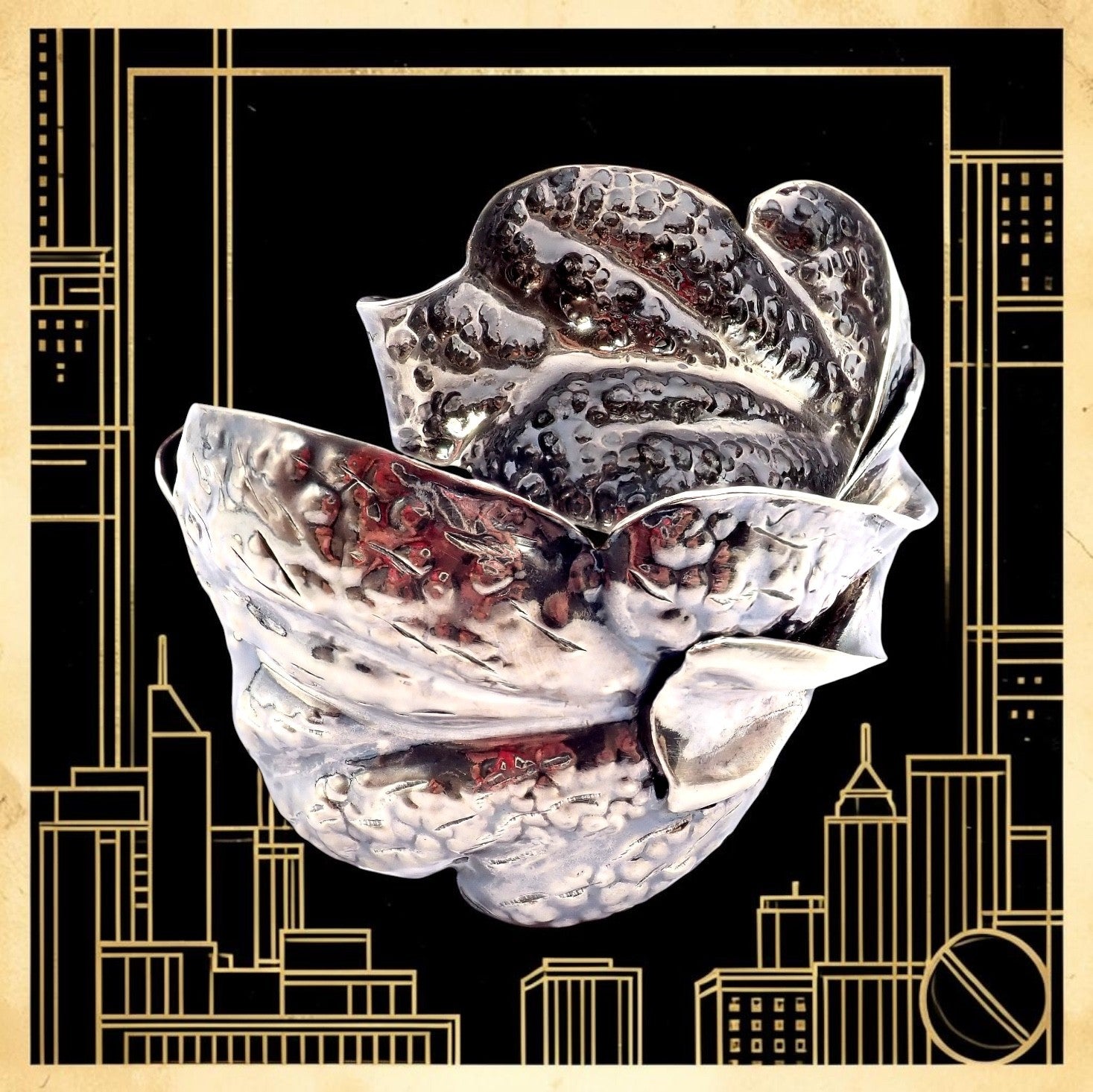 Rare! Vintage Mario Buccellati Silver Magnolia Leaf Branch Cuff Bracelet | Fortrove