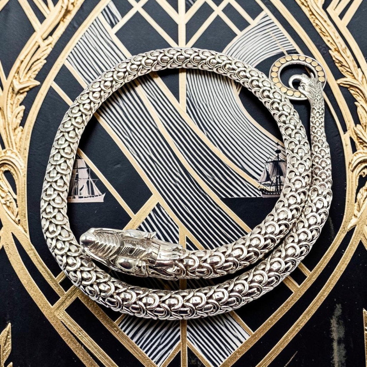 John Hardy Jewelry & Watches:Fine Jewelry:Necklaces & Pendants John Hardy JH Silver 18k Yellow Gold Naga Dragon Dots Necklace