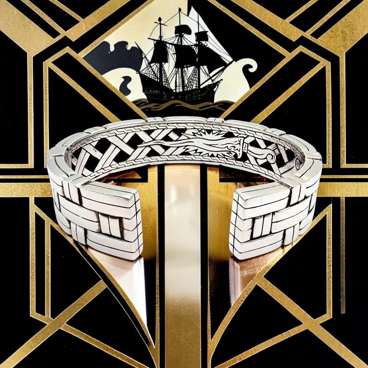 John Hardy Jewelry & Watches:Fine Jewelry:Bracelets & Charms Authentic! John Hardy JH Silver Wide Classic Bamboo Large Mens XL Cuff Bracelet