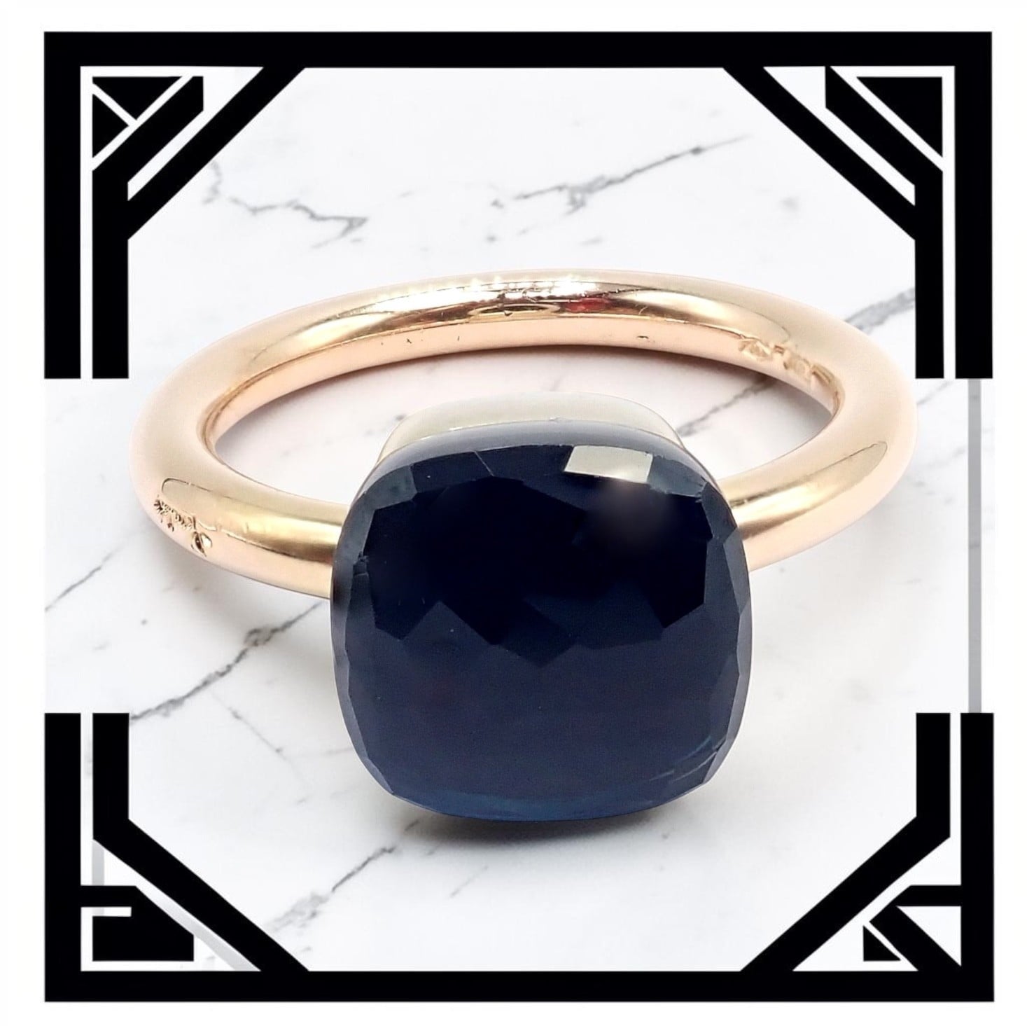 Pomellato Jewelry & Watches:Fine Jewelry:Rings Authentic! Pomellato 18k Yellow Gold Nudo Classic London Blue Topaz Ring Sz 8.25