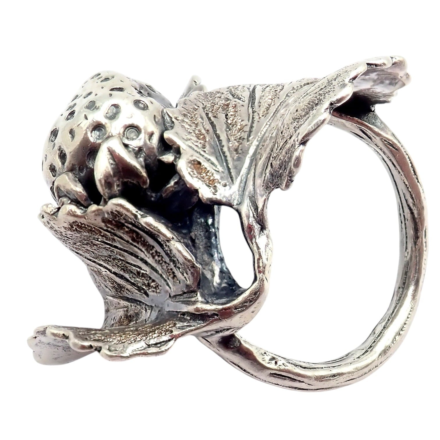 Buccellati Jewelry & Watches:Fine Jewelry:Rings Rare! Vintage Mario Buccellati Silver Strawberry Leaf Branch Ring Sz 7