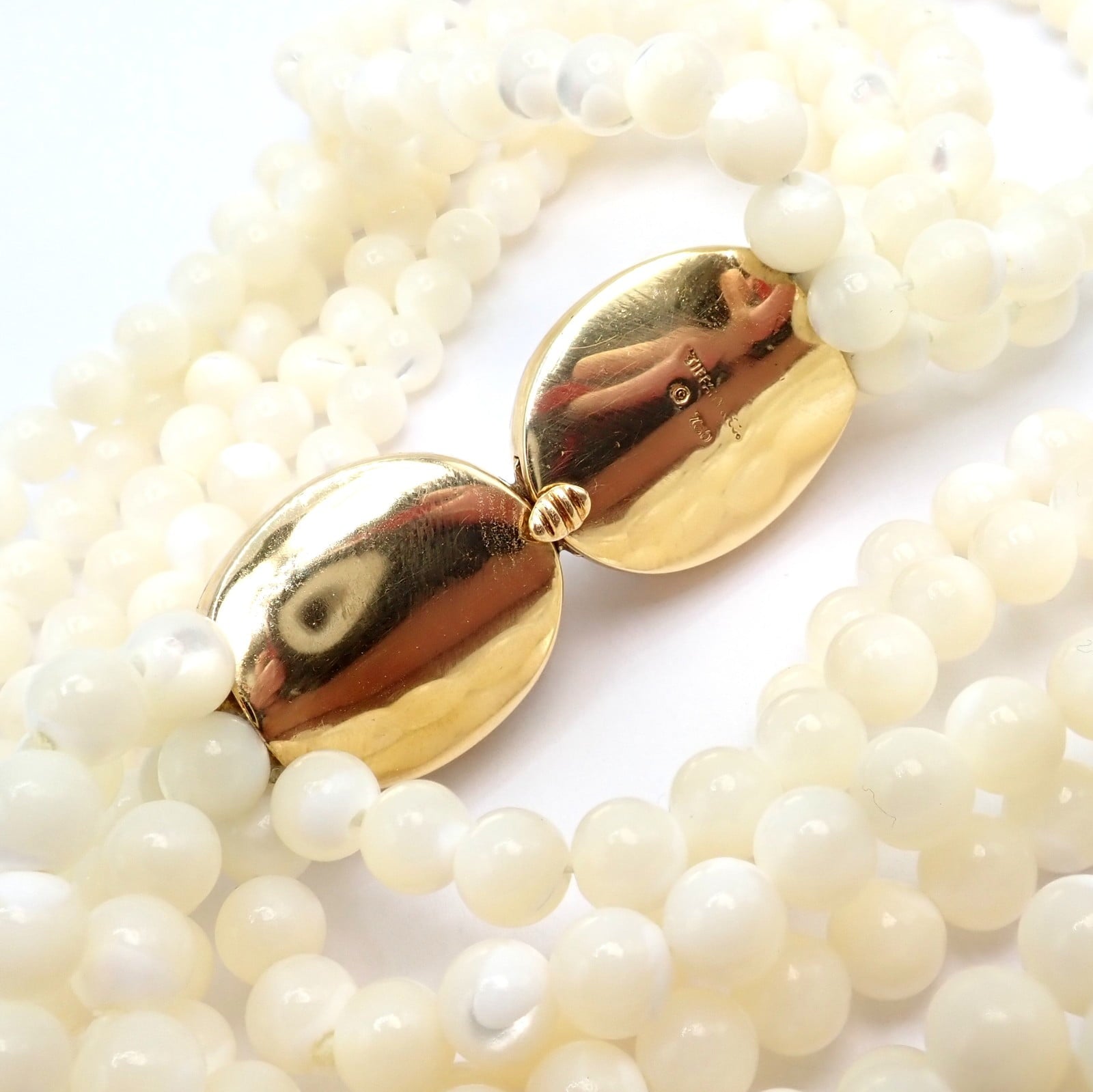 Tiffany & Co. Jewelry & Watches:Fine Jewelry:Necklaces & Pendants Tiffany & Co Cummings 18k Gold Mother Of Pearl Bead Positive Torsade Necklace