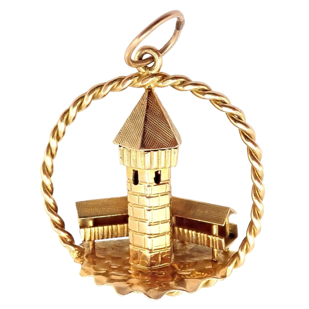 Gubelin Jewelry & Watches:Fine Jewelry:Bracelets & Charms Rare! Vintage Gubelin 18k Yellow Gold Wooden Chapel Bridge Tower Charm Pendant