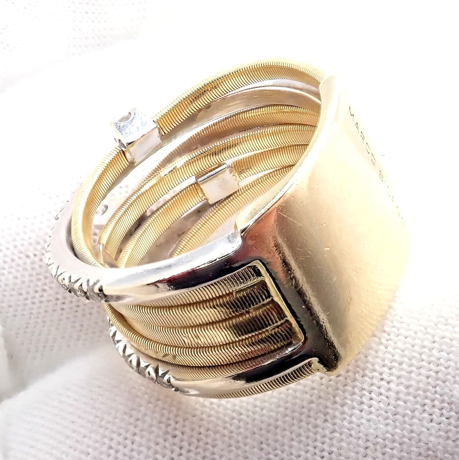 Marco Bicego Jewelry & Watches:Fine Jewelry:Rings Authentic! Marco Bicego 18k Yellow White Gold Diamond 7 Row Goa Ring sz 6.5
