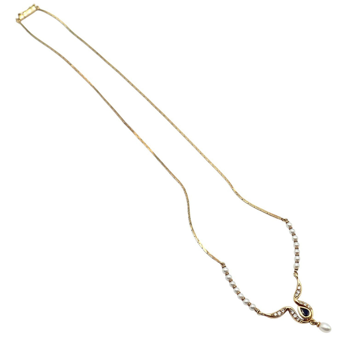 H. Stern Jewelry & Watches:Fine Jewelry:Necklaces & Pendants Rare Authentic H. Stern 18k Yellow Gold Diamond Sapphire Teardrop Pearl Necklace