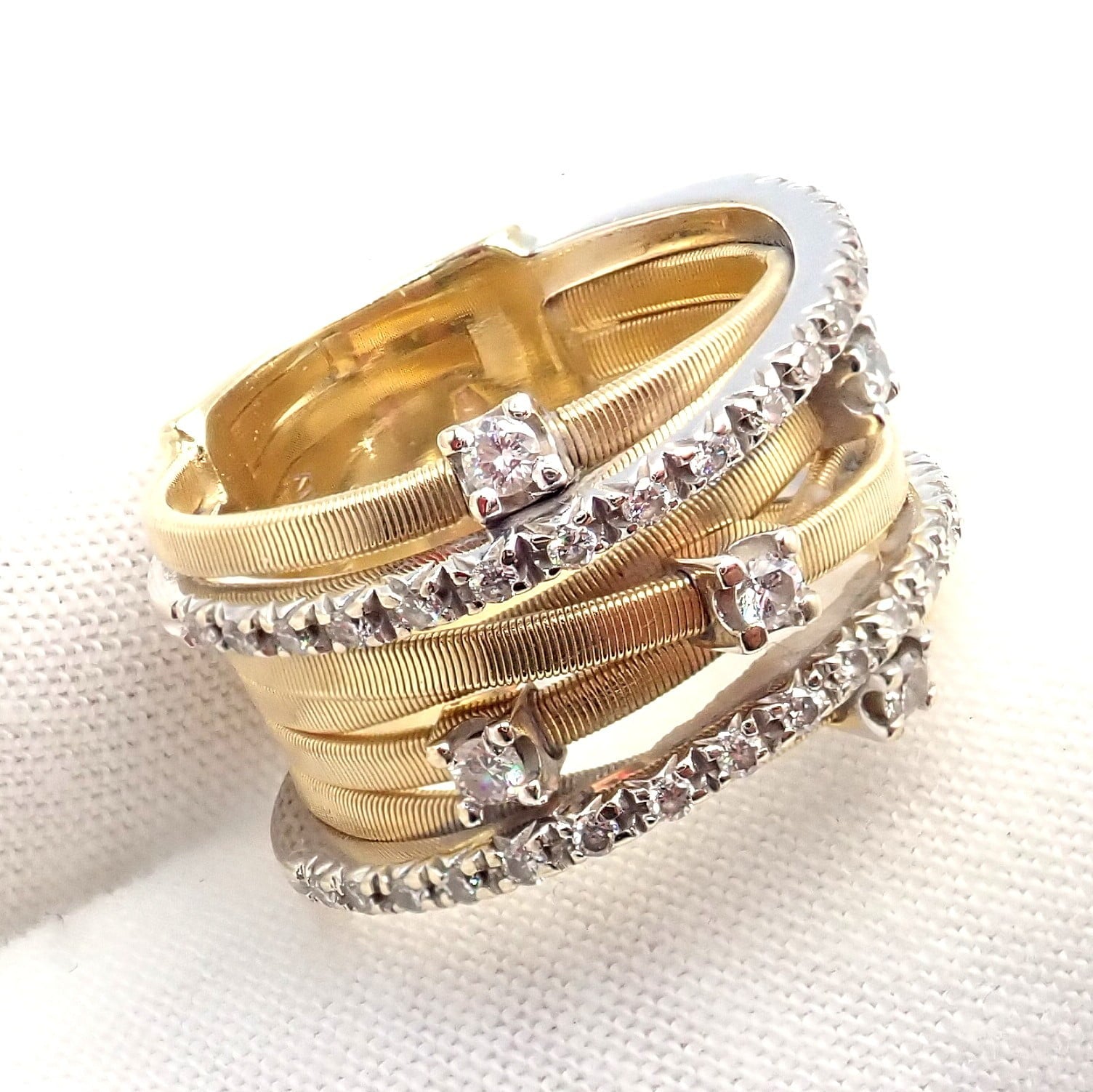 Marco Bicego Jewelry & Watches:Fine Jewelry:Rings Authentic! Marco Bicego 18k Yellow White Gold Diamond 7 Row Goa Ring sz 6.5