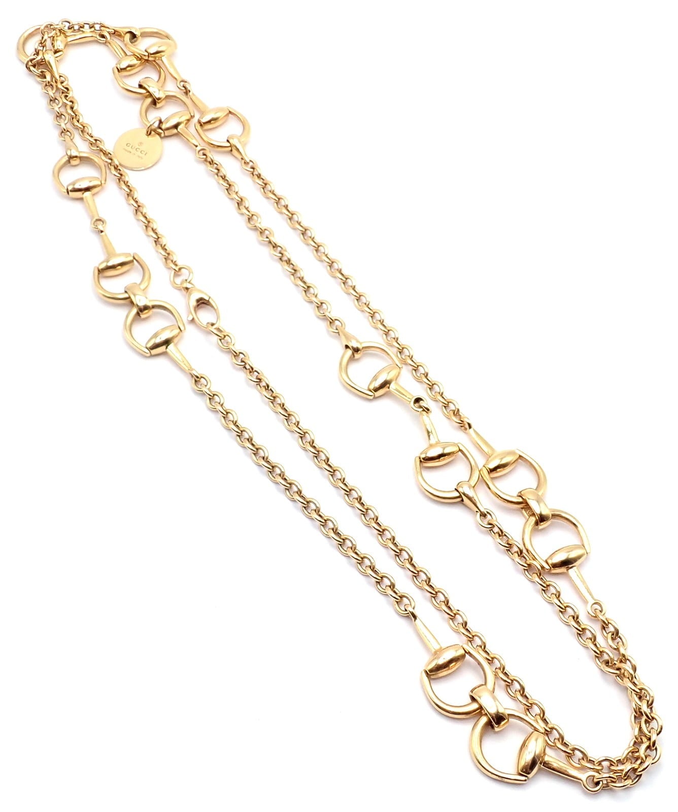 Gucci Jewelry & Watches:Fine Jewelry:Necklaces & Pendants Authentic! Gucci Equestrian 18k Yellow Gold 36" Long Horsebit Link Necklace