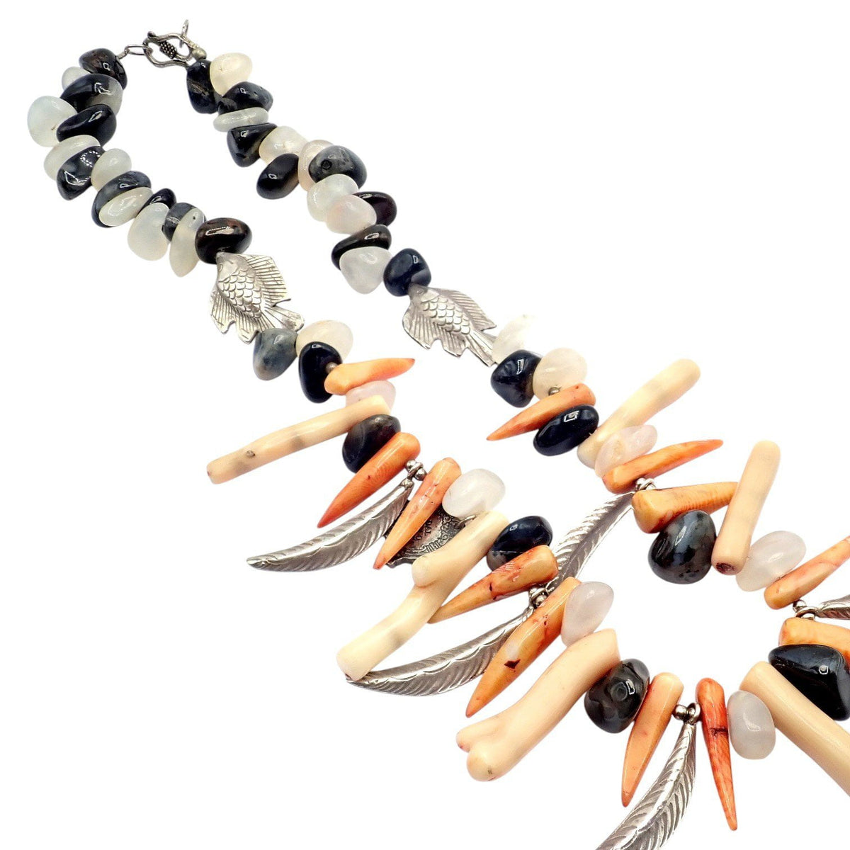 Buccellati Jewelry & Watches:Fine Jewelry:Necklaces & Pendants Rare! Mario Buccellati Free Time Silver Large Flying Fish Feather Coral Necklace