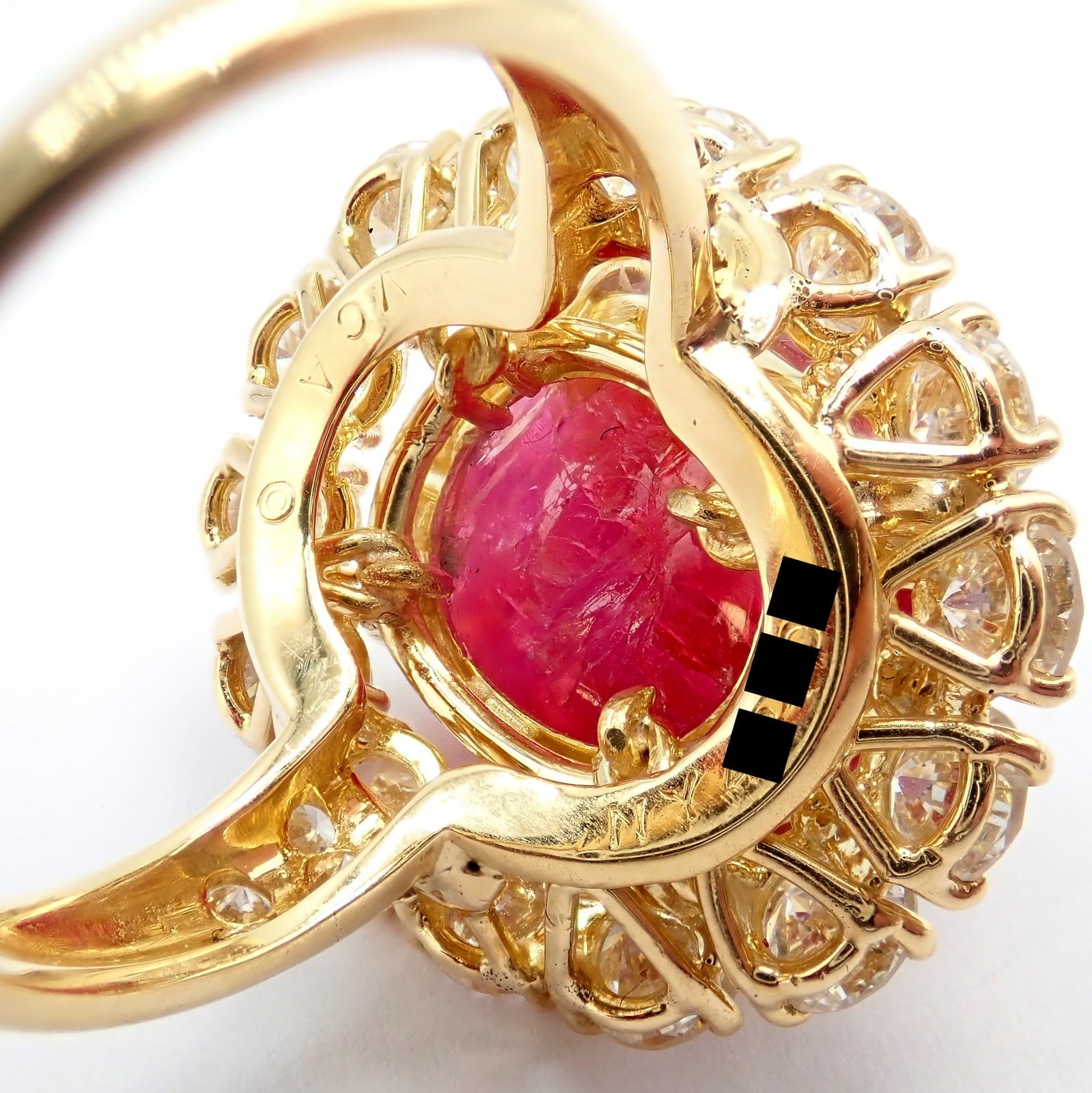 Van Cleef & Arpels Jewelry & Watches:Fine Jewelry:Rings Van Cleef & Arpels 18k Gold Large Cabochon Burmese No Heat Ruby Diamond Ring GIA