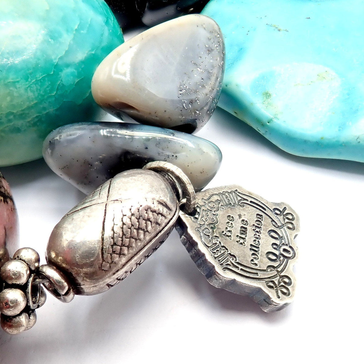 Buccellati Jewelry & Watches:Fine Jewelry:Necklaces & Pendants Rare! Mario Buccellati Free Time Silver Large Snake Turtle River Stone Necklace