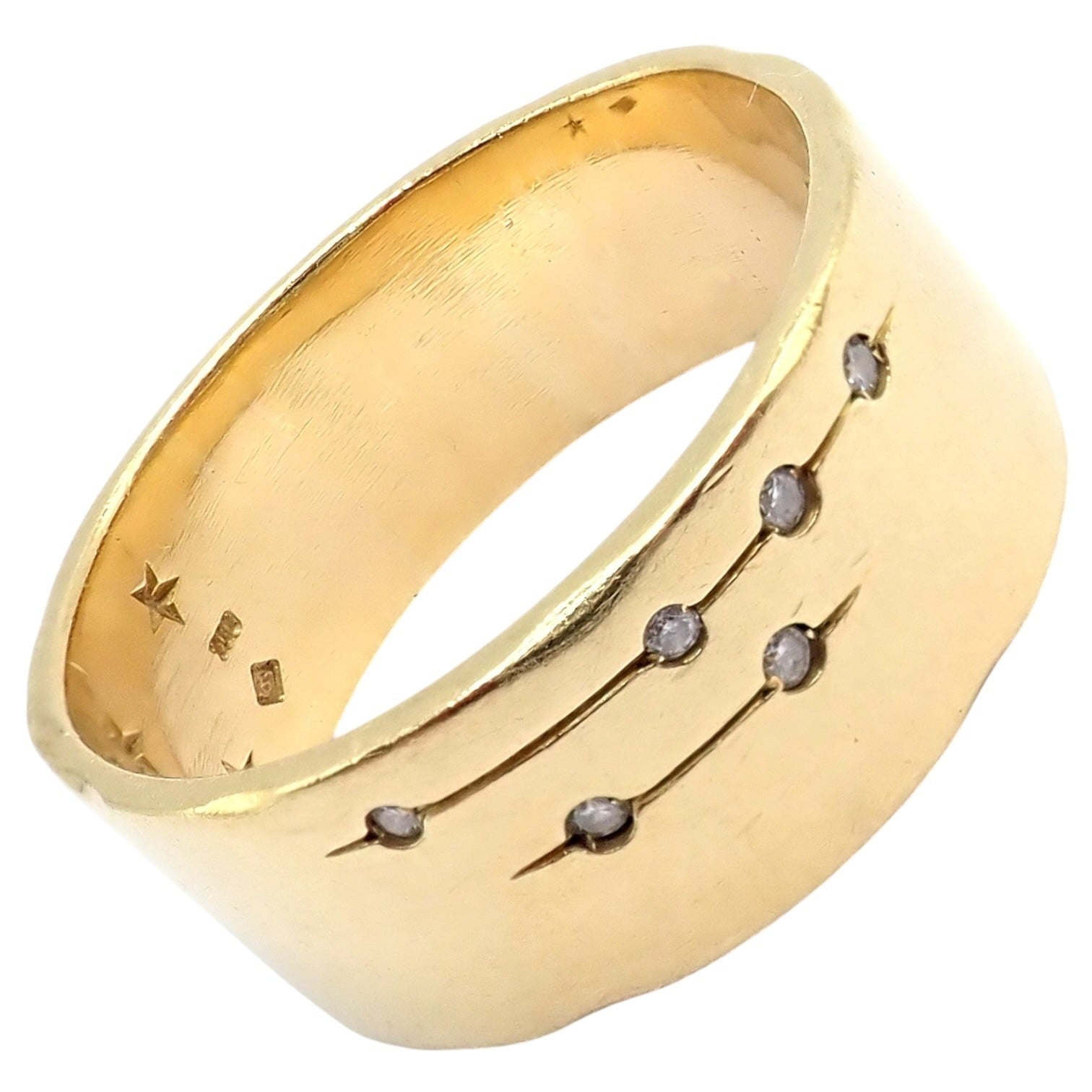 H.Stern Jewelry & Watches:Fine Jewelry:Rings H. Stern 18k Yellow Gold Diamond Constellation Stars Code Band Ring sz 9.5