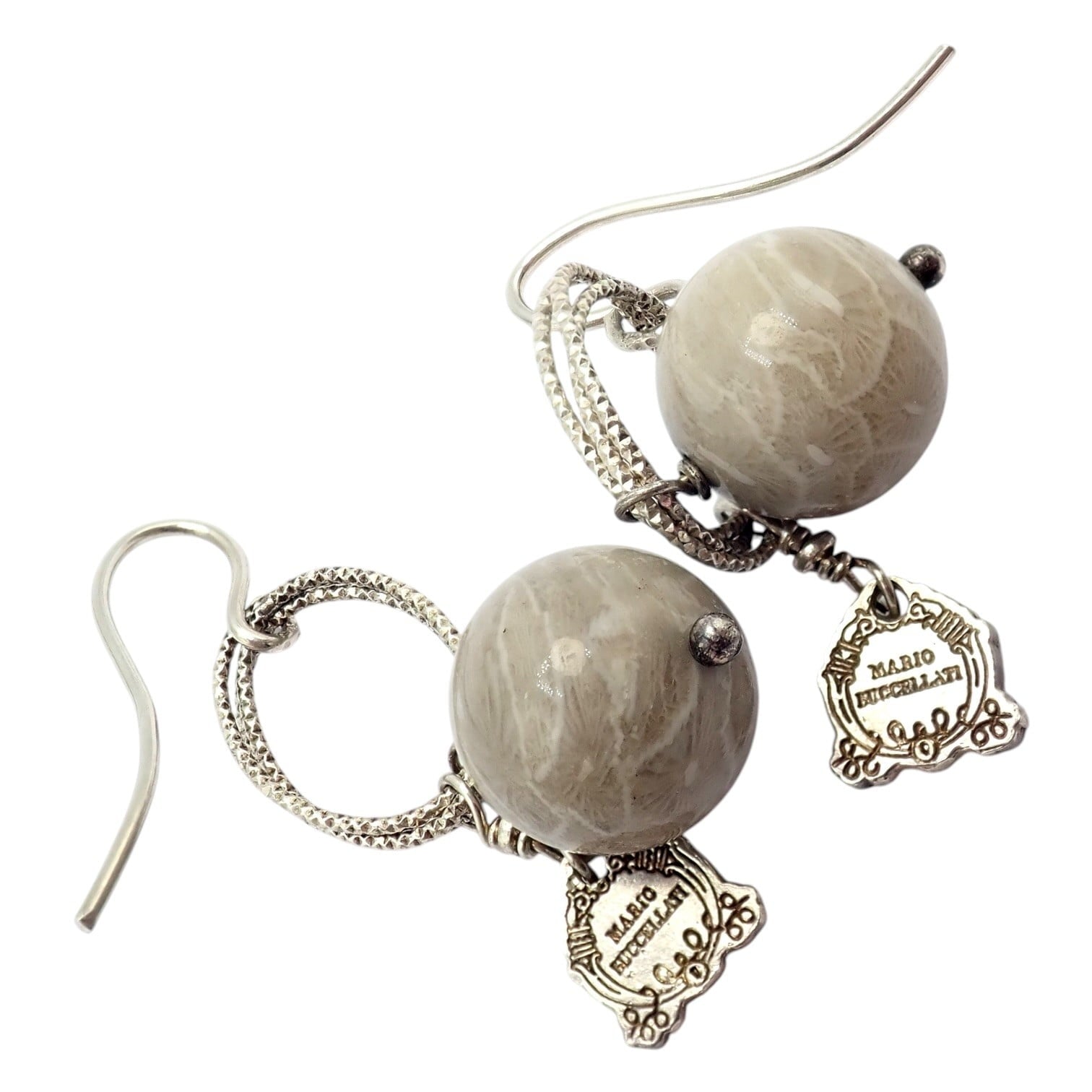 Buccellati Jewelry & Watches:Fine Jewelry:Earrings Rare! Mario Buccellati Free Time Silver Oval River Stone Earrings
