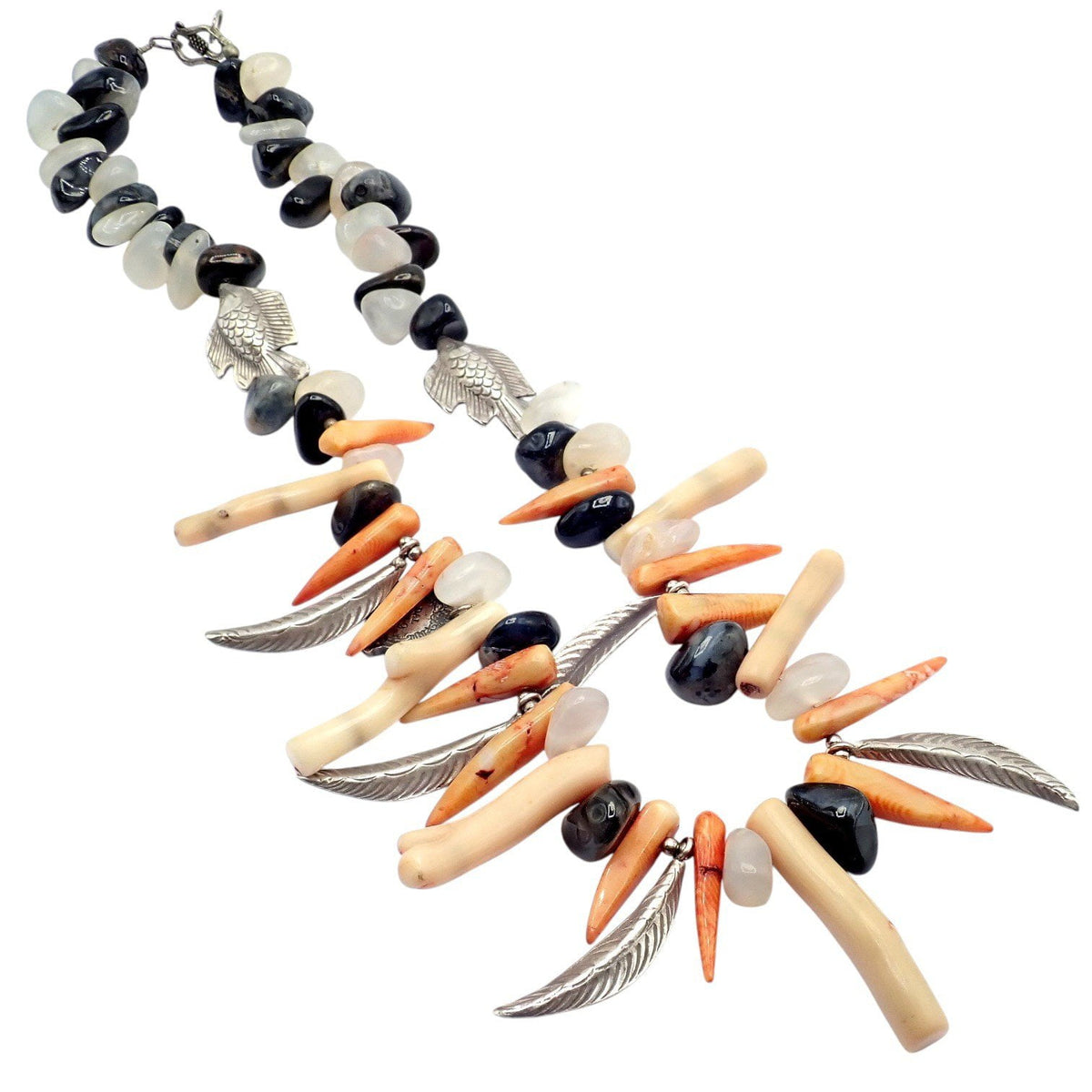 Buccellati Jewelry & Watches:Fine Jewelry:Necklaces & Pendants Rare! Mario Buccellati Free Time Silver Large Flying Fish Feather Coral Necklace