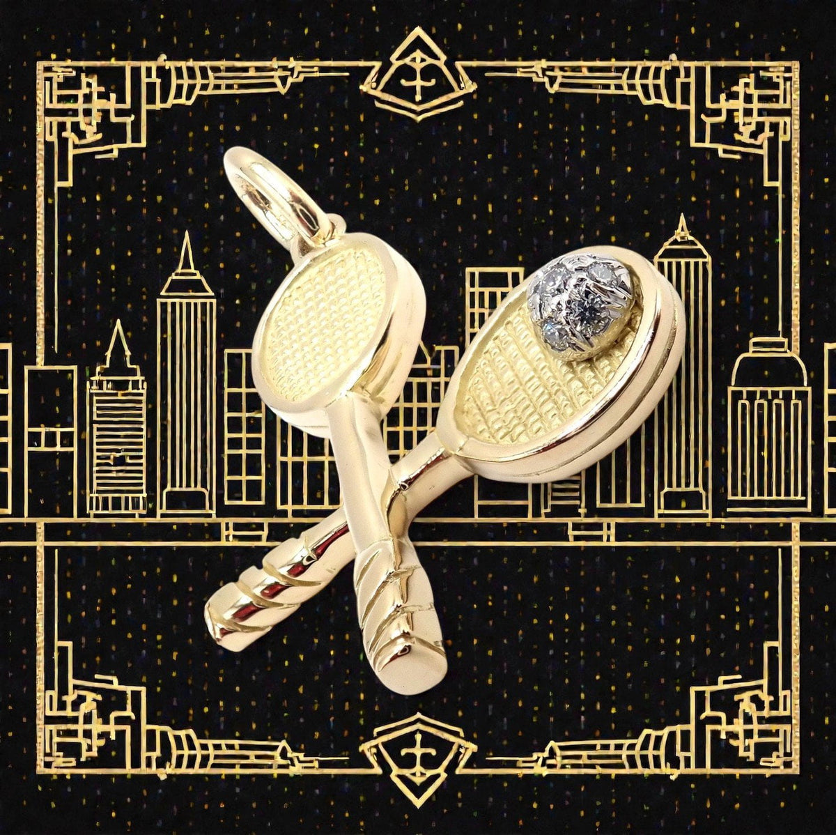 Tiffany & Co. Jewelry & Watches:Fine Jewelry:Necklaces & Pendants Rare Vintage Tiffany & Co. 18k Yellow + White Gold Tennis Rackets Diamond Charm