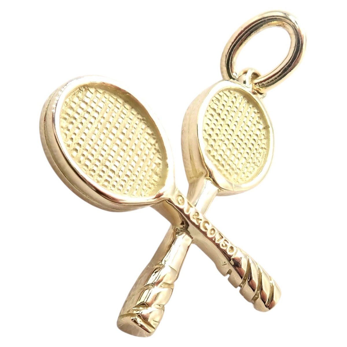 Tiffany & Co. Jewelry & Watches:Fine Jewelry:Necklaces & Pendants Rare Vintage Tiffany & Co. 18k Yellow + White Gold Tennis Rackets Diamond Charm