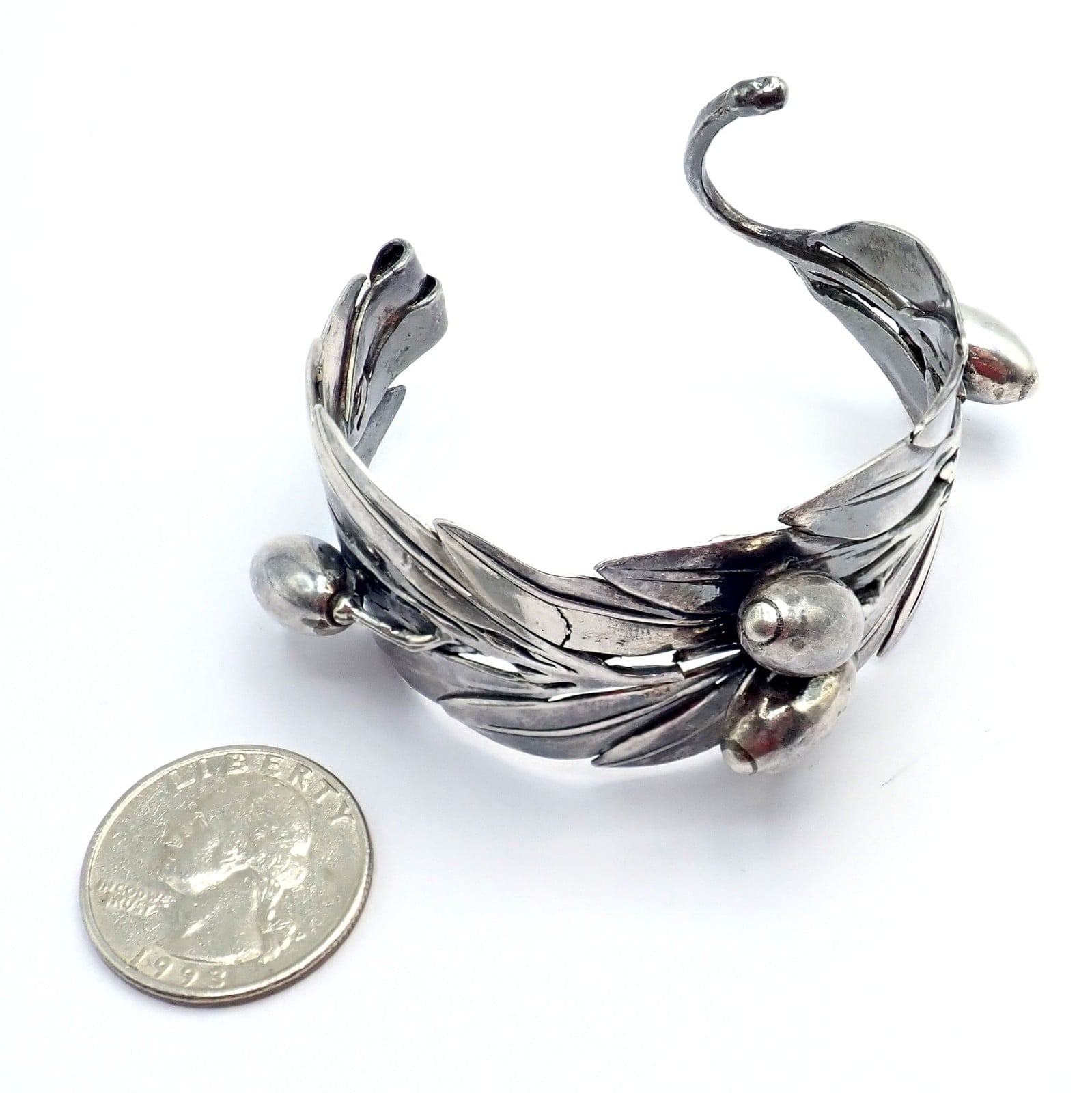 Rare! Vintage Mario Buccellati Silver Olive Leaf Branch Cuff Bracelet | Fortrove