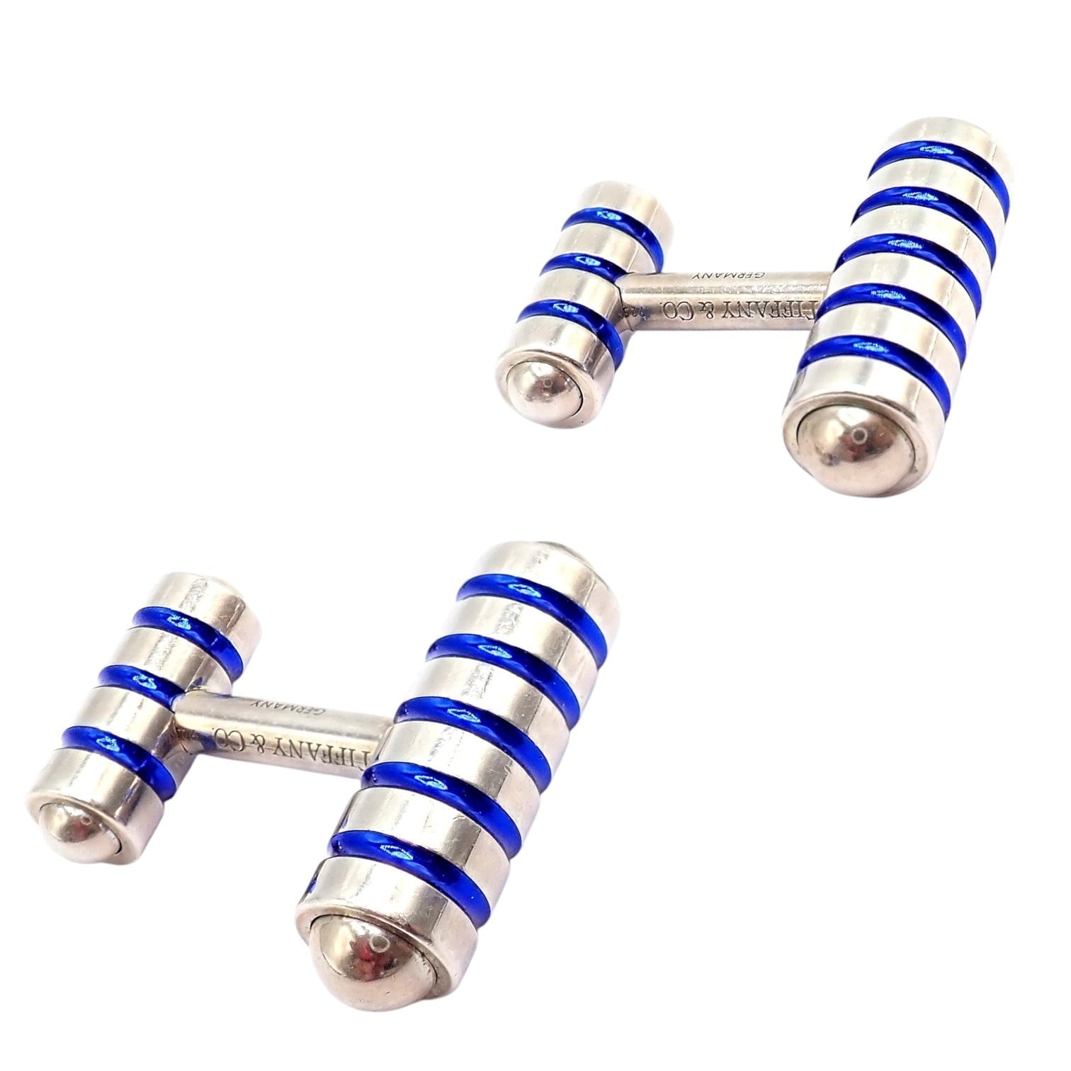 Tiffany & Co. Jewelry & Watches:Men's Jewelry:Cufflinks Tiffany & Co. Picasso Sterling Silver Cobalt Blue Enamel Cufflinks Germany