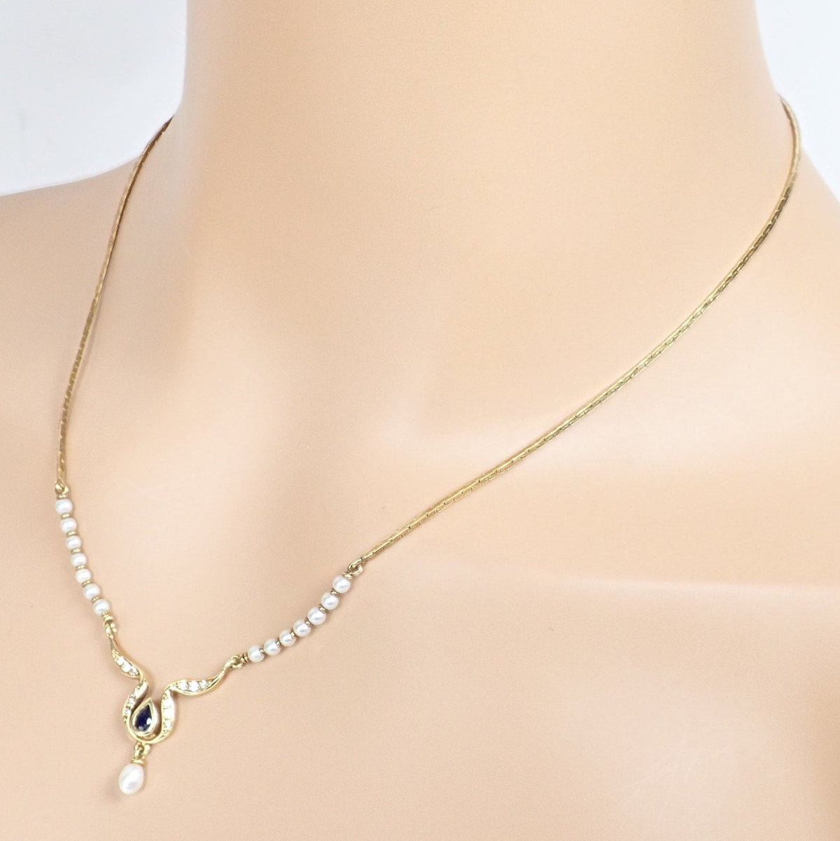 H. Stern Jewelry & Watches:Fine Jewelry:Necklaces & Pendants Rare Authentic H. Stern 18k Yellow Gold Diamond Sapphire Teardrop Pearl Necklace