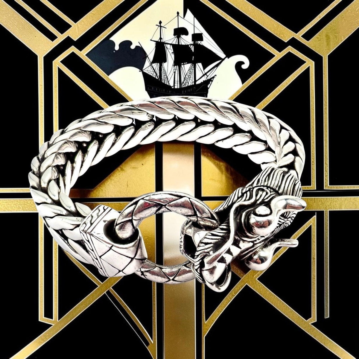 John Hardy Jewelry & Watches:Fine Jewelry:Bracelets & Charms Authentic! John Hardy JH Silver Wide Naga Dragon Large Mens XL Bracelet
