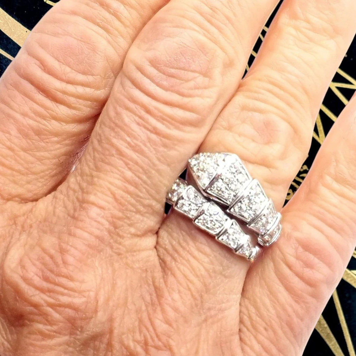 Bvlgari Jewelry & Watches:Fine Jewelry:Rings Authentic! Bulgari Bvlgari Serpenti Viper 18k White Gold Diamond Band Ring Cert