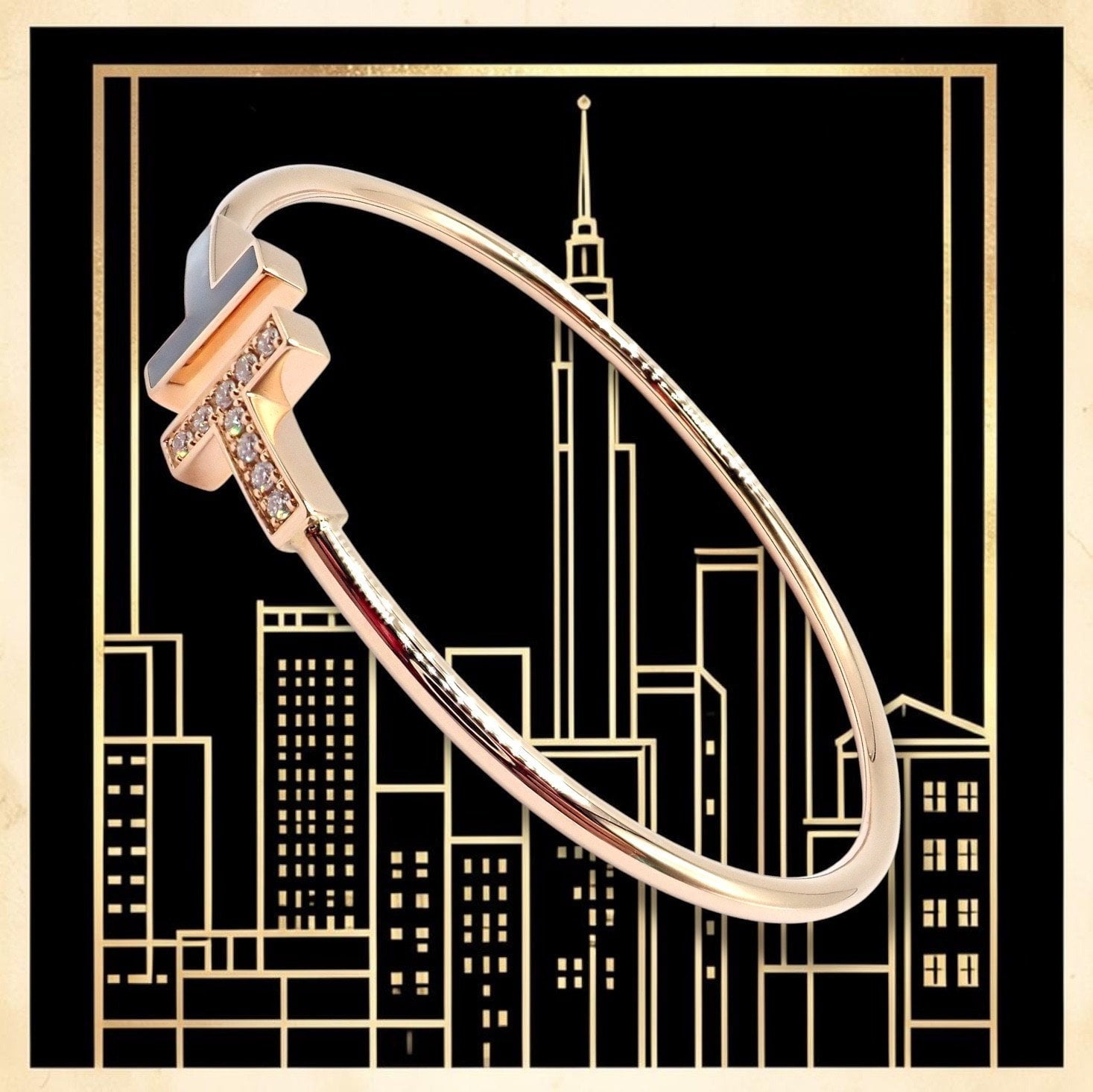 Tiffany & Co. Jewelry & Watches:Fine Jewelry:Bracelets & Charms Authentic! Tiffany & Co 18k Rose Gold Diamond T Wire Mother of Pearl Bracelet