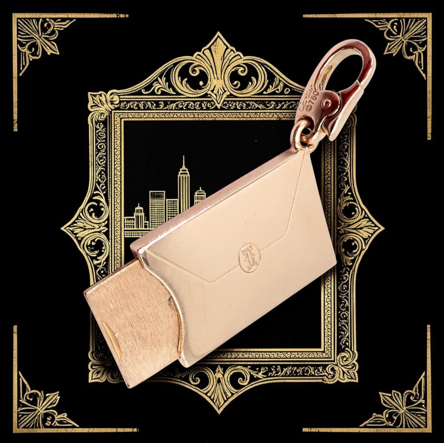 Cartier Jewelry & Watches:Fine Jewelry:Necklaces & Pendants Authentic! Cartier 18k Rose Gold Love Letter Envelope Diamond Pendant Charm