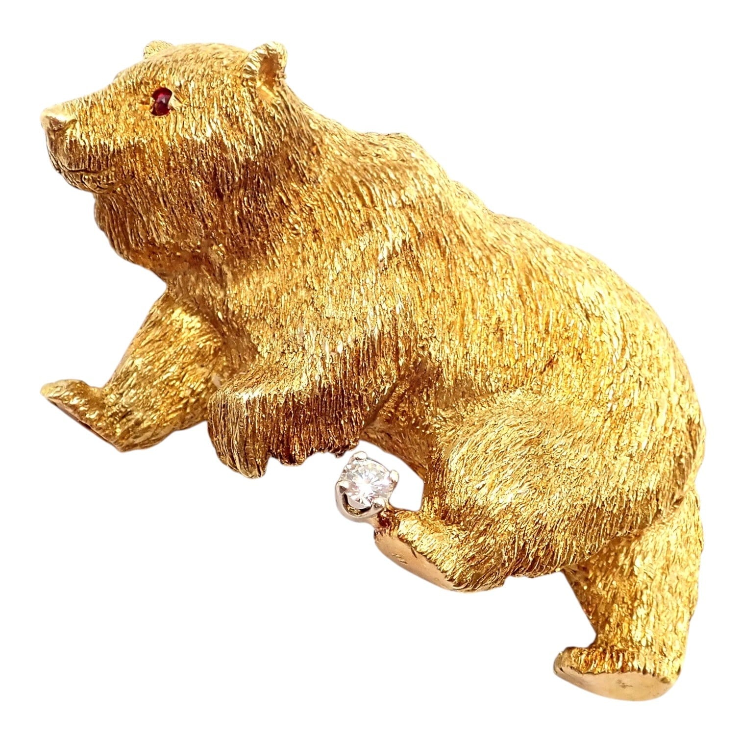 Tiffany & Co. Jewelry & Watches:Fine Jewelry:Brooches & Pins Vintage! Tiffany & Co. 18k Yellow Gold Diamond Ruby Bear Stock Market Pin Brooch