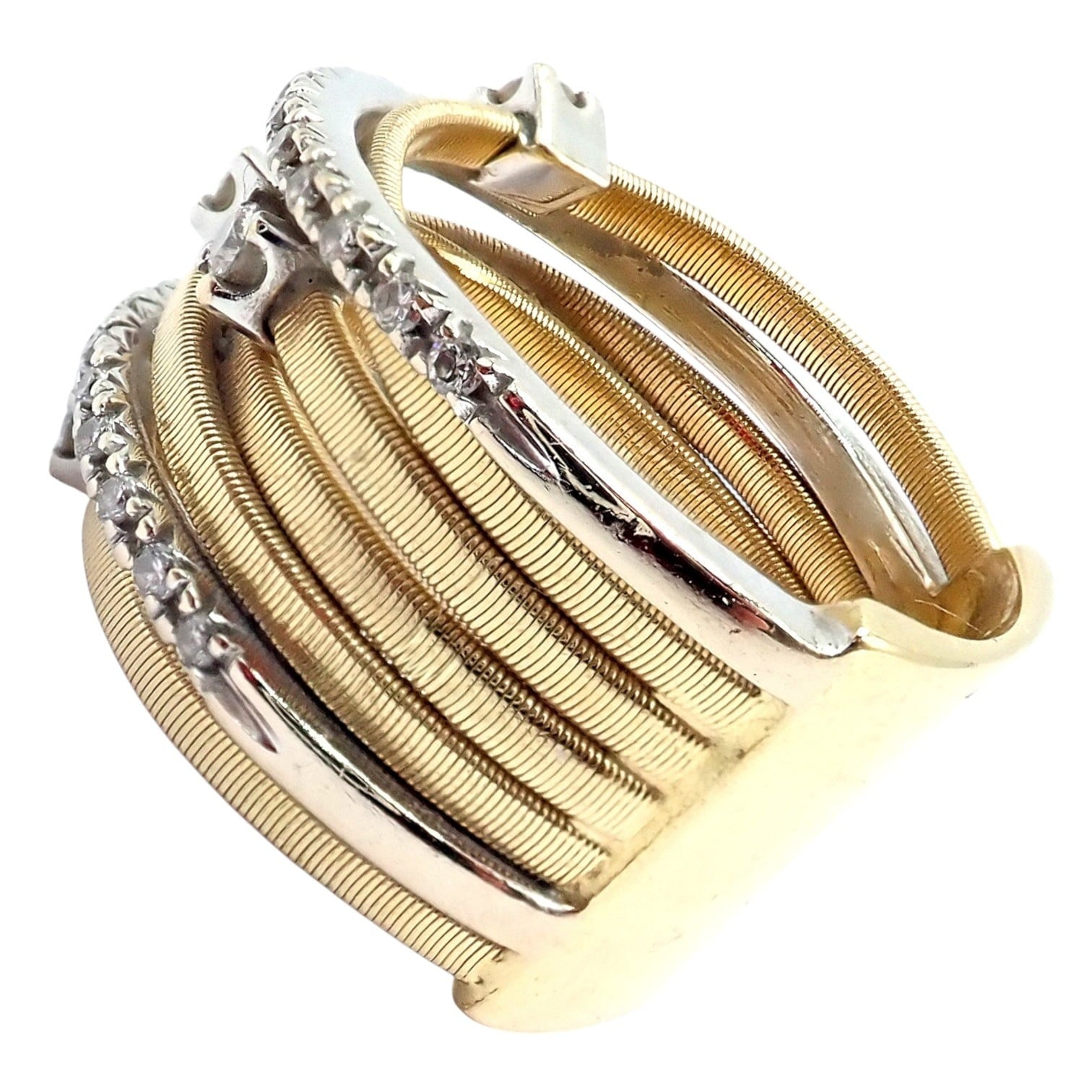 Marco Bicego Jewelry & Watches:Fine Jewelry:Rings Authentic! Marco Bicego 18k Yellow White Gold Diamond 7 Row Goa Ring sz 6.5
