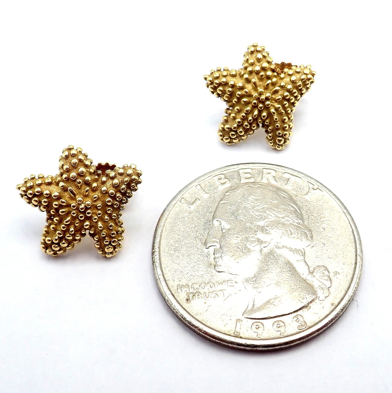 Tiffany & Co. Jewelry & Watches:Fine Jewelry:Earrings Rare! Vintage Tiffany & Co 18k Yellow Gold Bumpy Starfish Stud Earrings