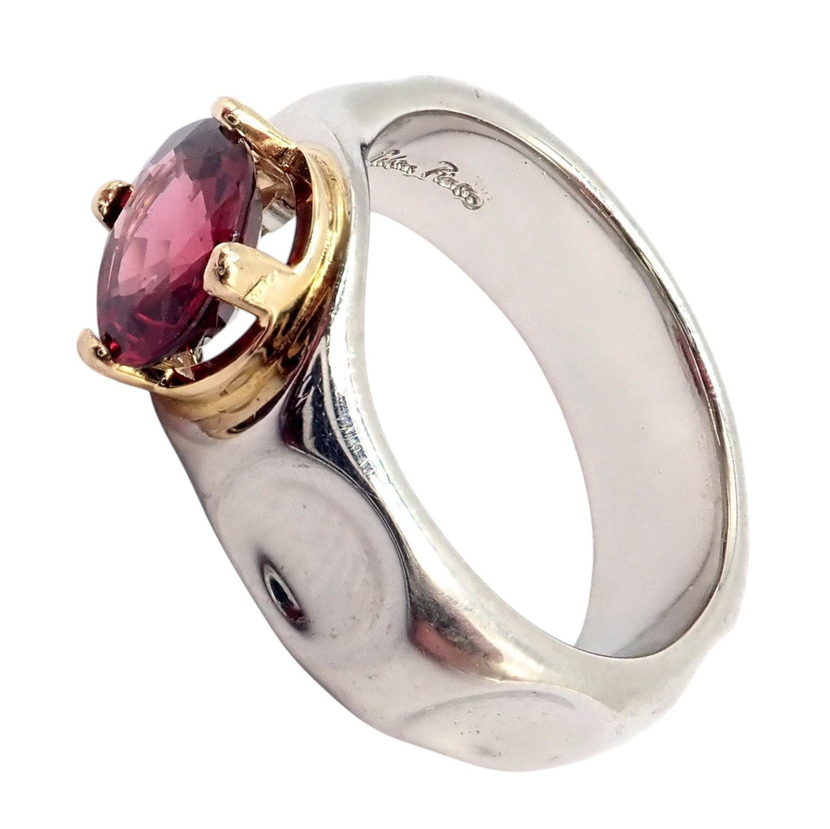 Tiffany & Co. Jewelry & Watches:Vintage & Antique Jewelry:Rings Tiffany & Co. Platinum 18k Yellow Gold Picasso Pink Tourmaline Groove Ring
